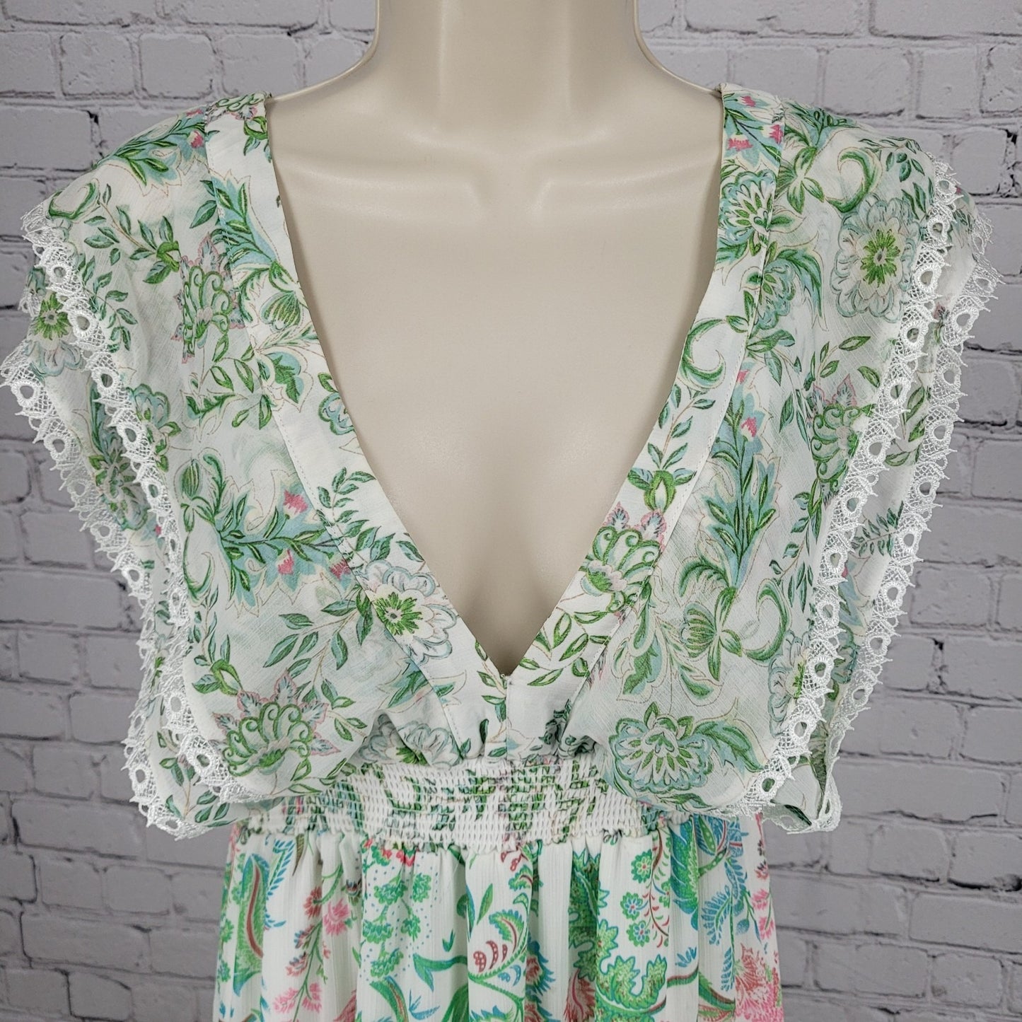 House Of Harlow 1960 Multicolor Floral Lightweight Empire Waist Sun Dress Small