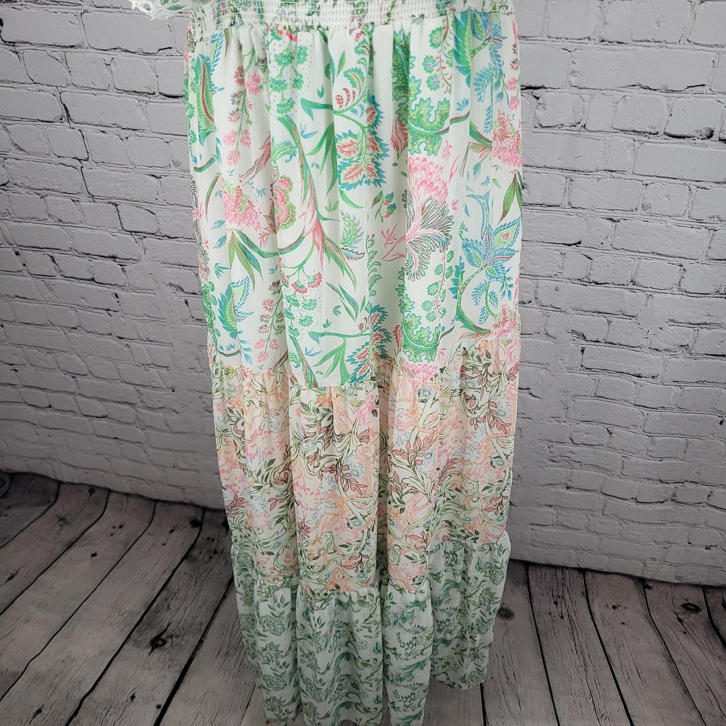 House Of Harlow 1960 Multicolor Floral Lightweight Empire Waist Sun Dress Small