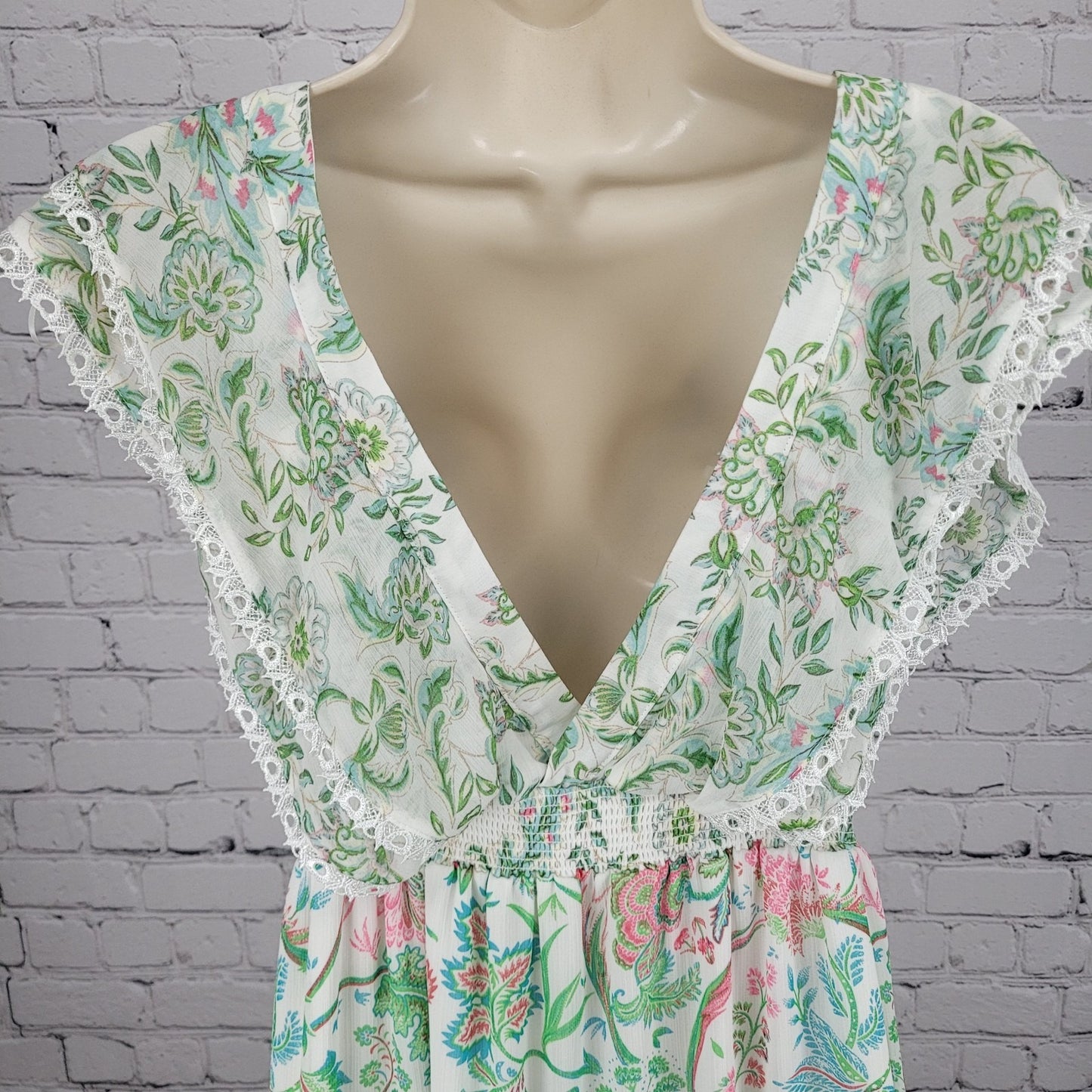 House Of Harlow 1960 Multicolor Floral Lightweight Empire Waist Sun Dress Small