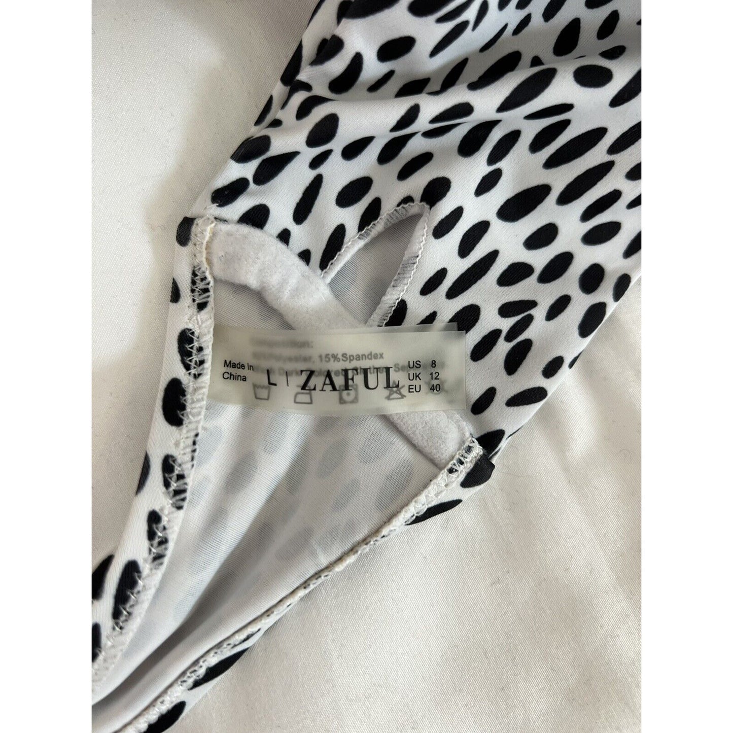 Zaful Juniors Black White Spotted Twist Bikini Top Swim Suit Swimwear Large US 8