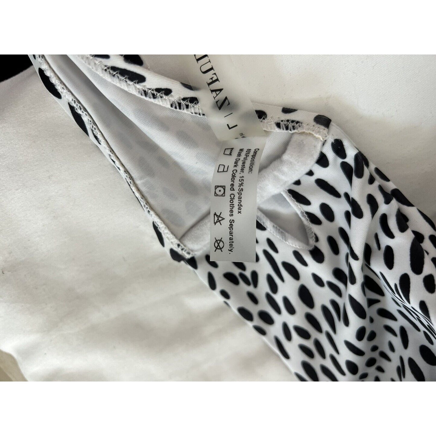 Zaful Juniors Black White Spotted Twist Bikini Top Swim Suit Swimwear Large US 8