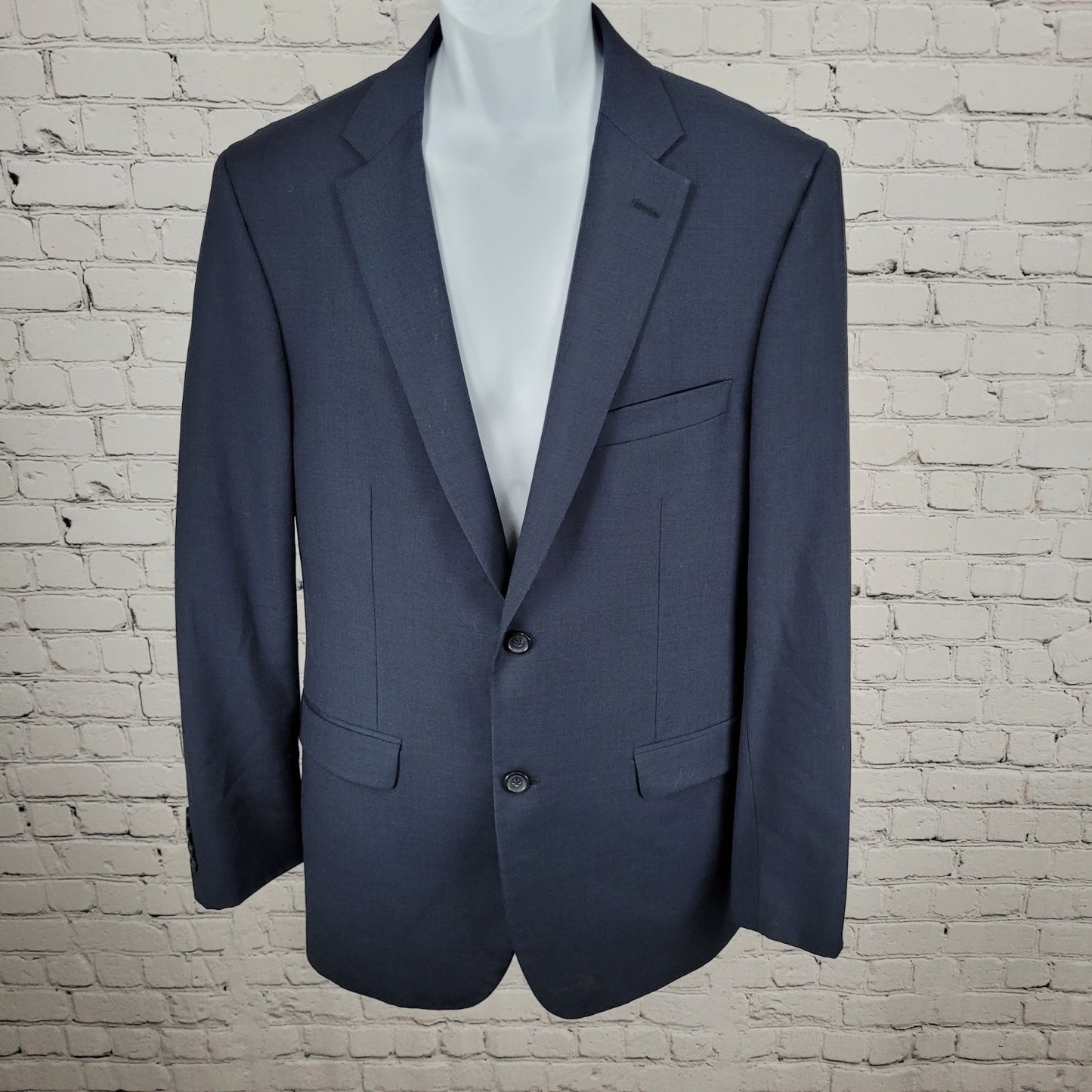 Pronto Uomo Platinum Navy 100% Wool 2 Button Notch Blazer Sport Coat Size 42L