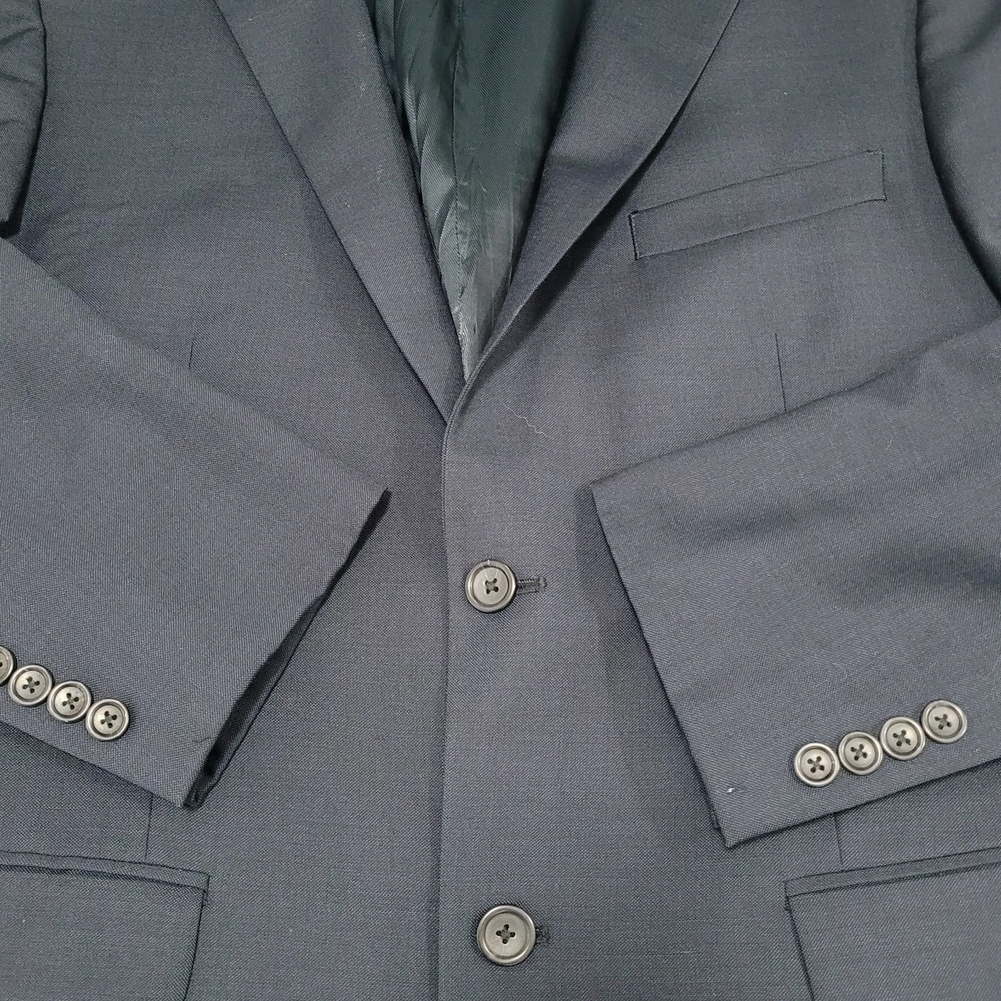 Pronto Uomo Platinum Navy 100% Wool 2 Button Notch Blazer Sport Coat Size 42L