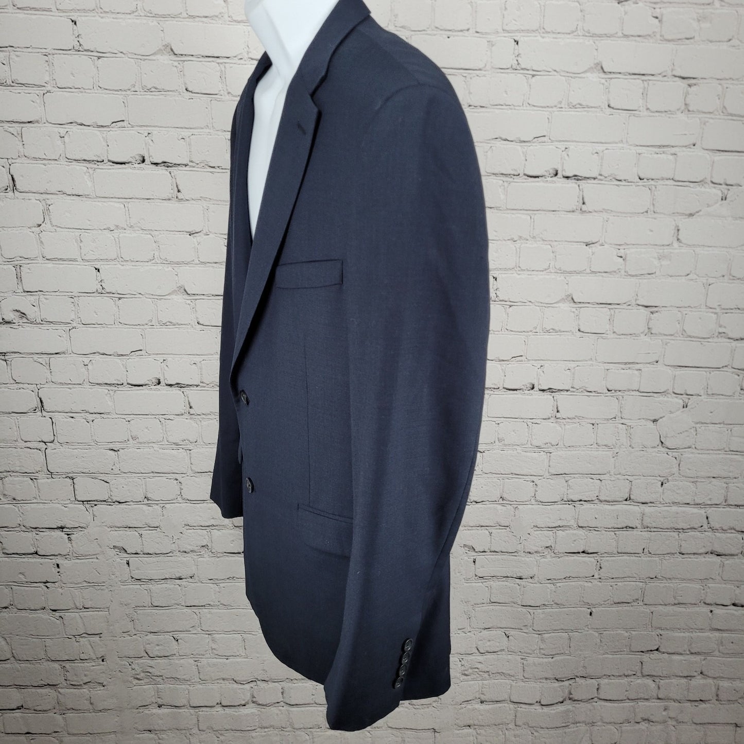 Pronto Uomo Platinum Navy 100% Wool 2 Button Notch Blazer Sport Coat Size 42L