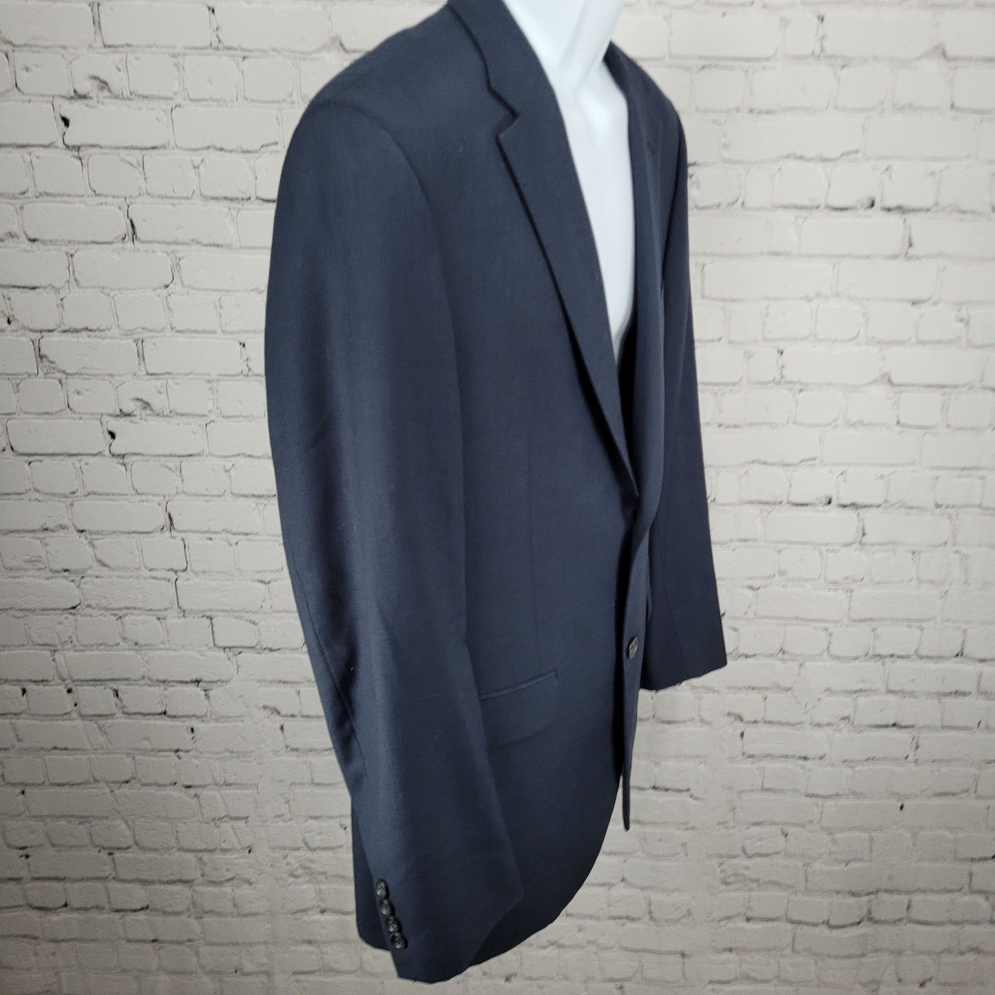 Pronto Uomo Platinum Navy 100% Wool 2 Button Notch Blazer Sport Coat Size 42L