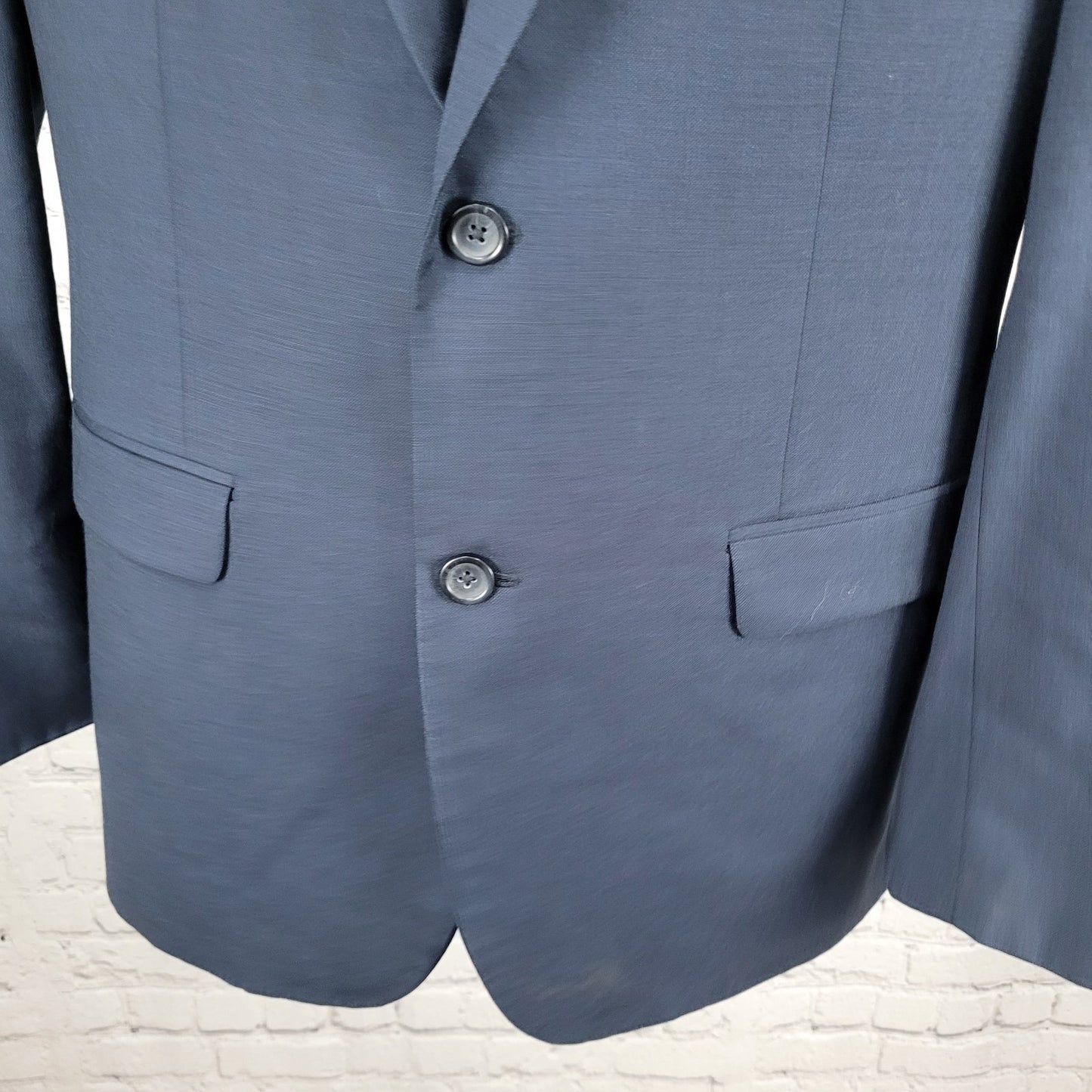 Pronto Uomo Platinum Navy 100% Wool 2 Button Notch Blazer Sport Coat Size 42L