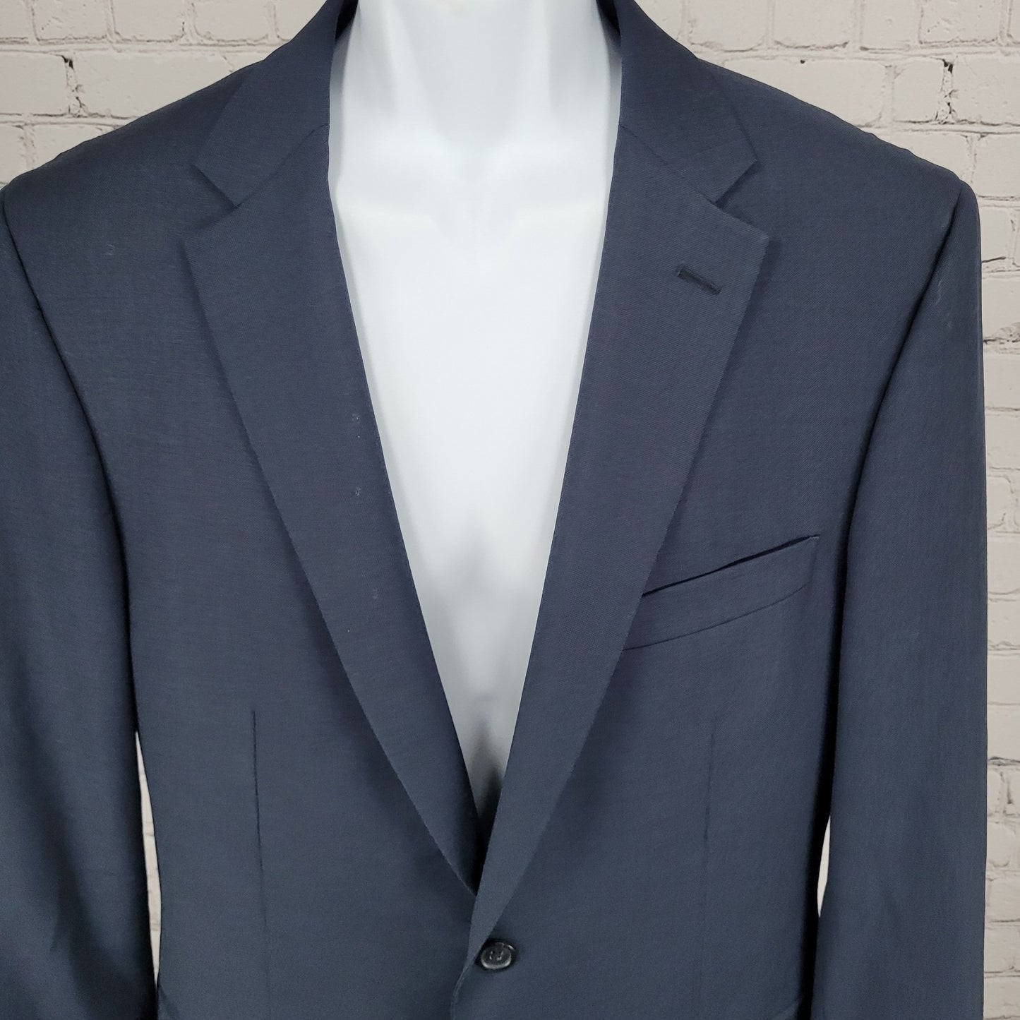 Pronto Uomo Platinum Navy 100% Wool 2 Button Notch Blazer Sport Coat Size 42L
