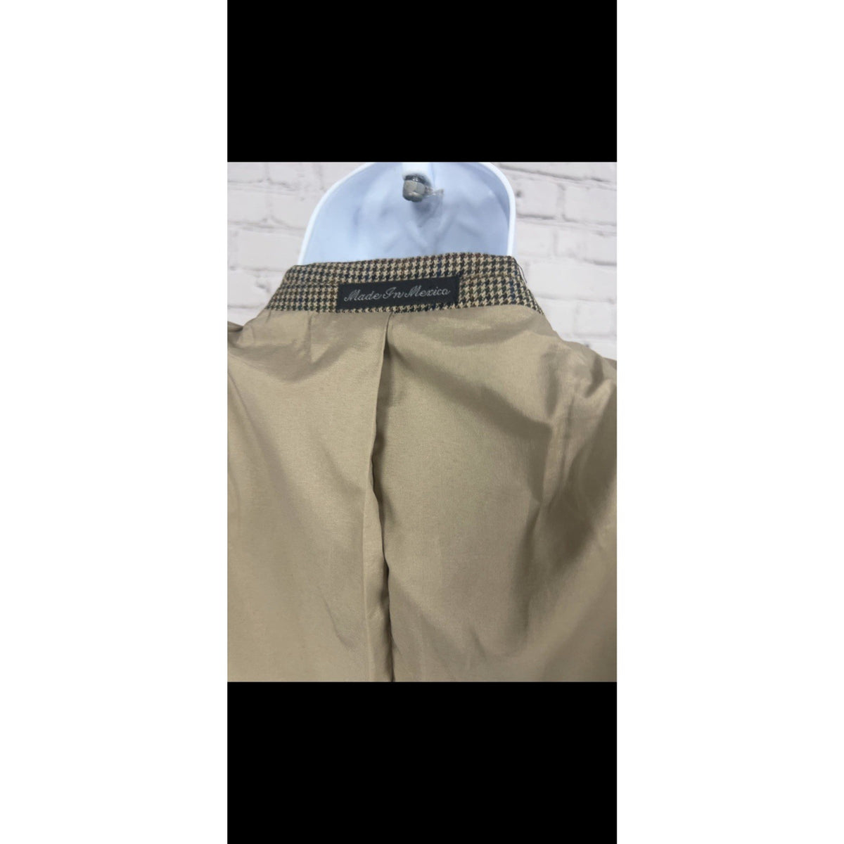 Lauren Ralph Lauren Tan Houndstooth 100% Wool 2 Button Blazer Sport Coat 43R