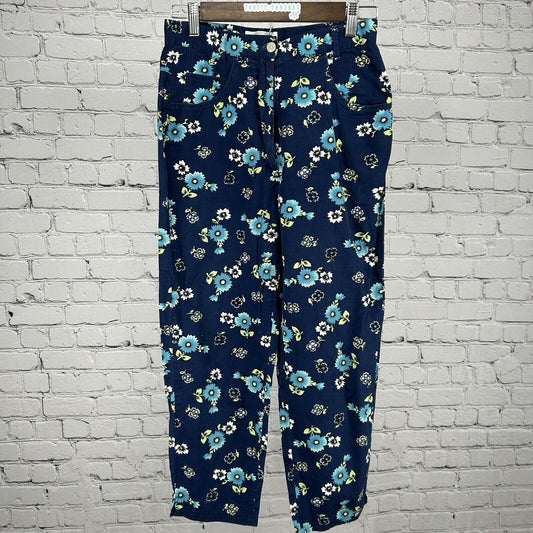 United Colors Of Benetton Blue Cotton Floral Ankle Pant Italy Size XS (26X22.5)