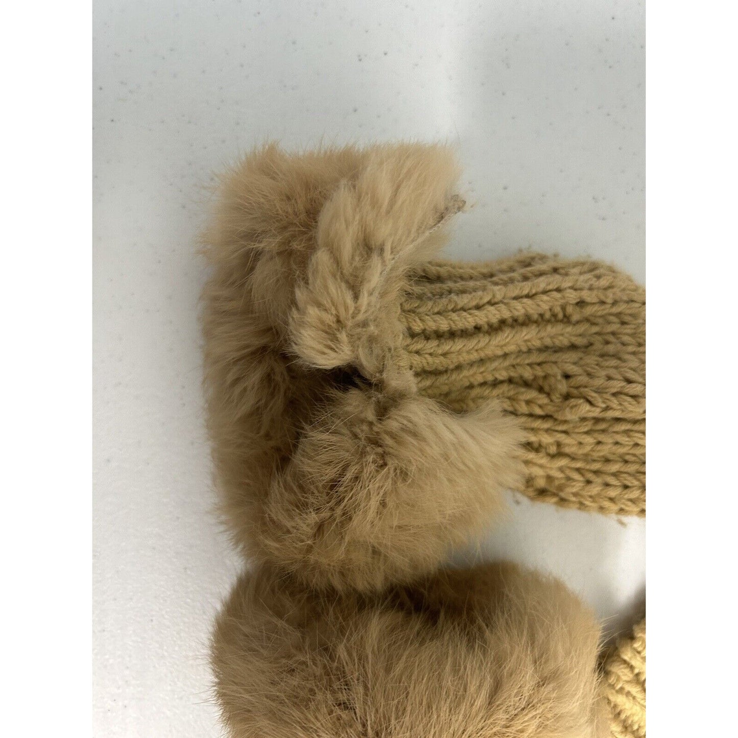 Kenji Chunky Hand Knit Brown Full Zip Rabbit Fur Hooded Toggle Close Jacket XL