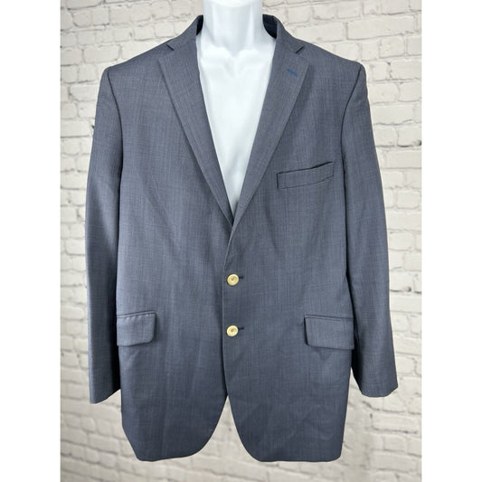 Tom James Custom Blue Honeycomb 2 Button Double Vented Sport Coat Blazer Size 40
