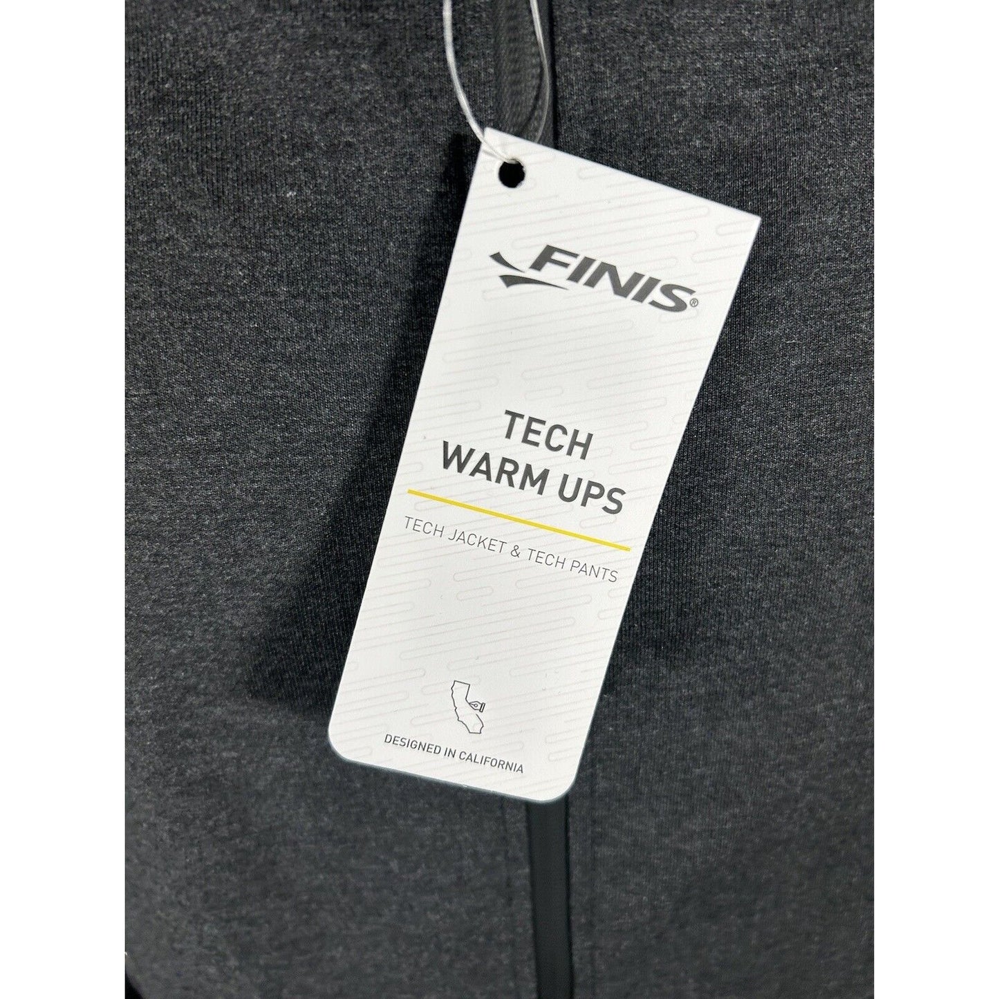 NWT Finis Charcoal Tech Warm Up Hooded Thumb Holes Full Zip Jacket Men’s S