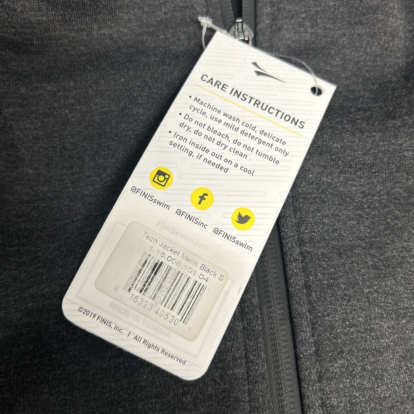 NWT Finis Charcoal Tech Warm Up Hooded Thumb Holes Full Zip Jacket Men’s S