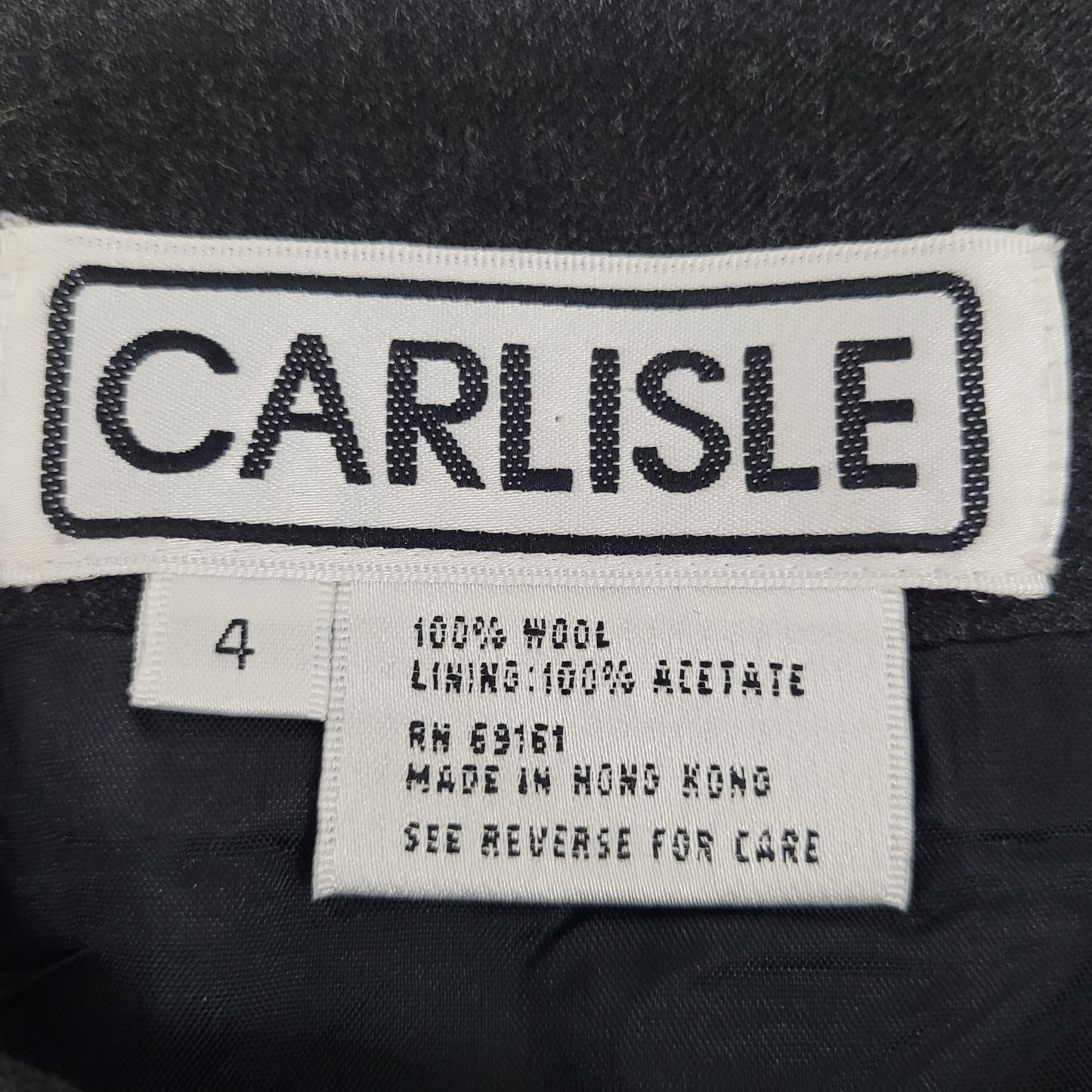 Carlisle Grey 100% Wool Lined Side Zip Buttoned Slit Midi Straight Skirt Size 4