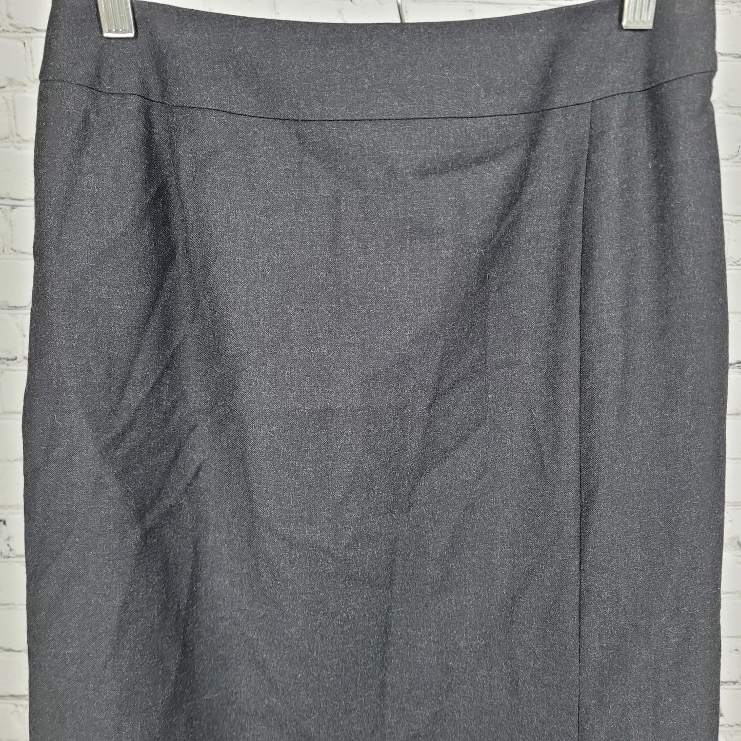 Carlisle Grey 100% Wool Lined Side Zip Buttoned Slit Midi Straight Skirt Size 4