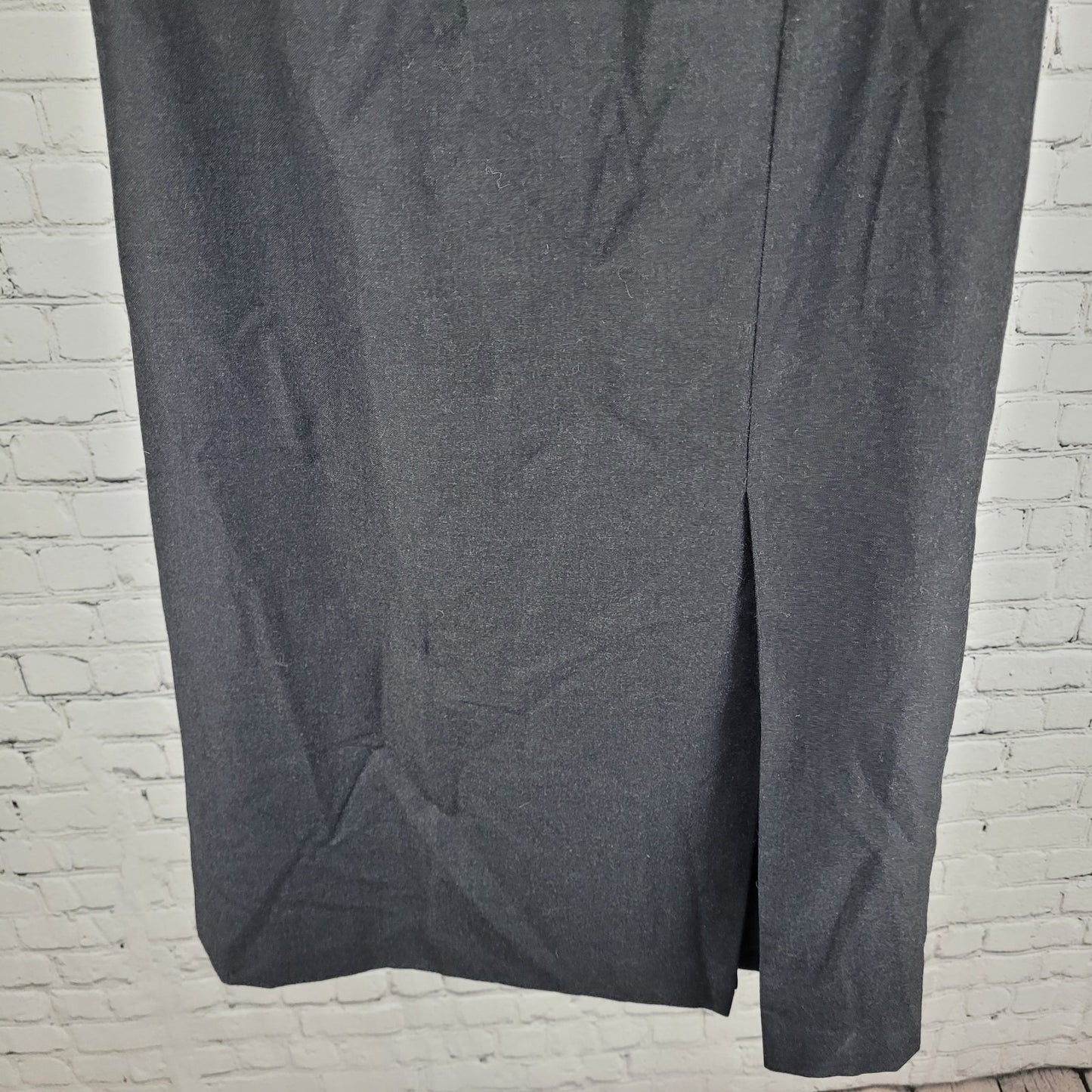 Carlisle Grey 100% Wool Lined Side Zip Buttoned Slit Midi Straight Skirt Size 4