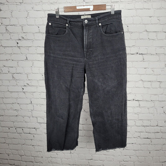 Everlane Black Denim Organic Cotton The Highway Jean Cropped Cut Off 30x22