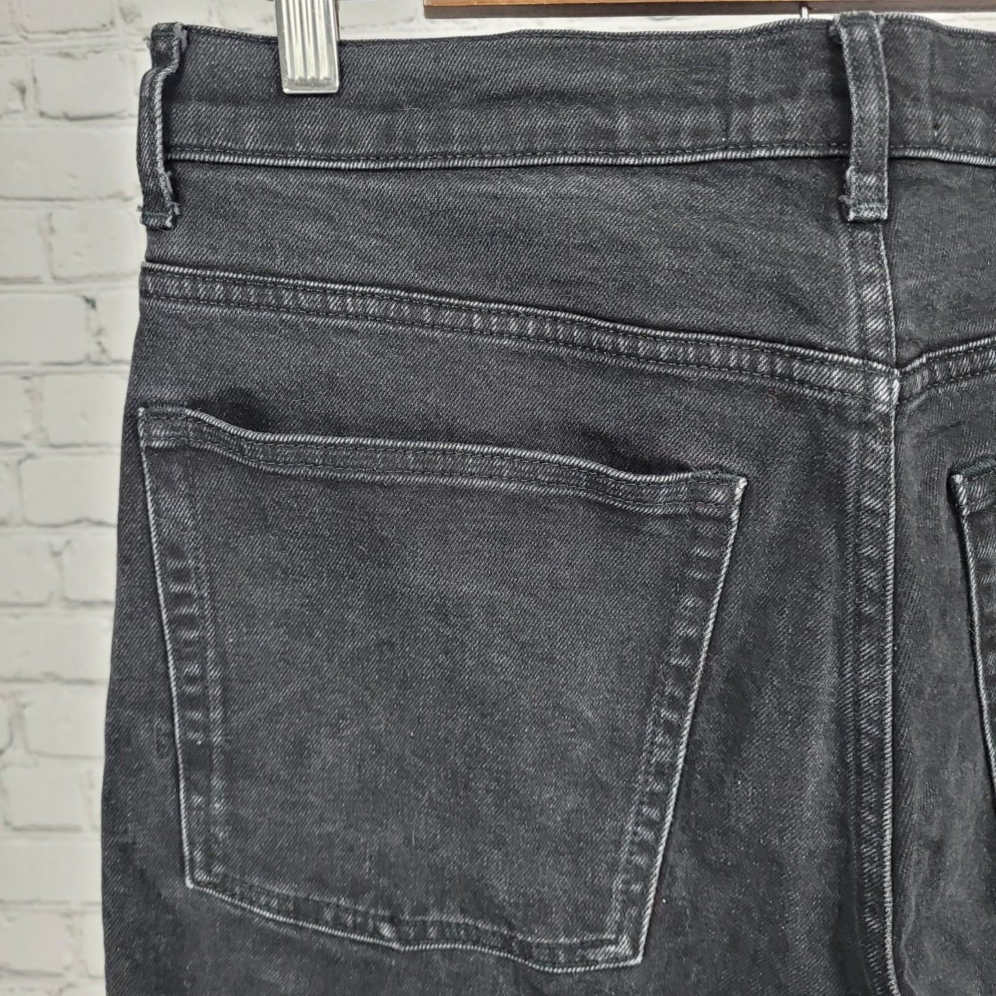 Everlane Black Denim Organic Cotton The Highway Jean Cropped Cut Off 30x22