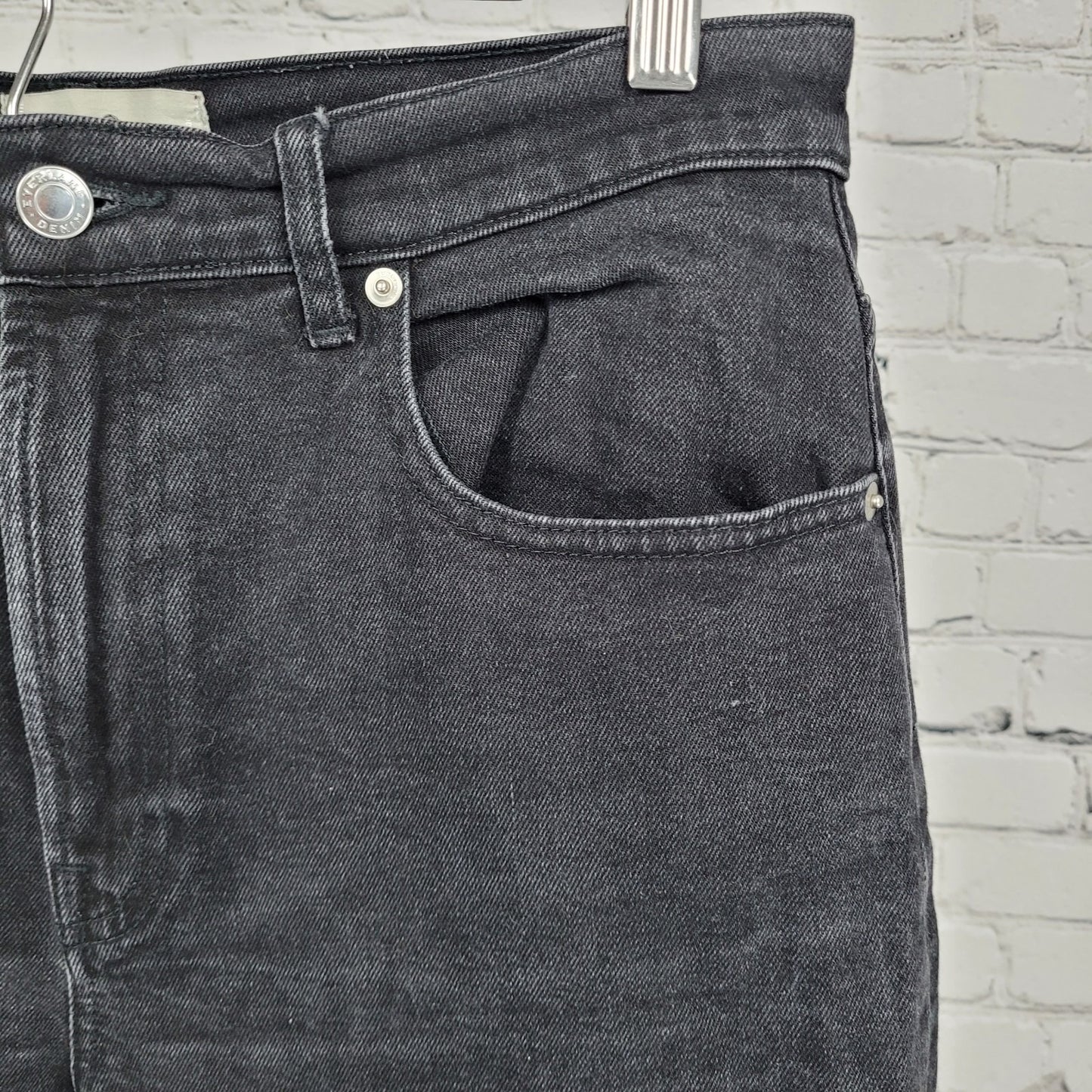 Everlane Black Denim Organic Cotton The Highway Jean Cropped Cut Off 30x22