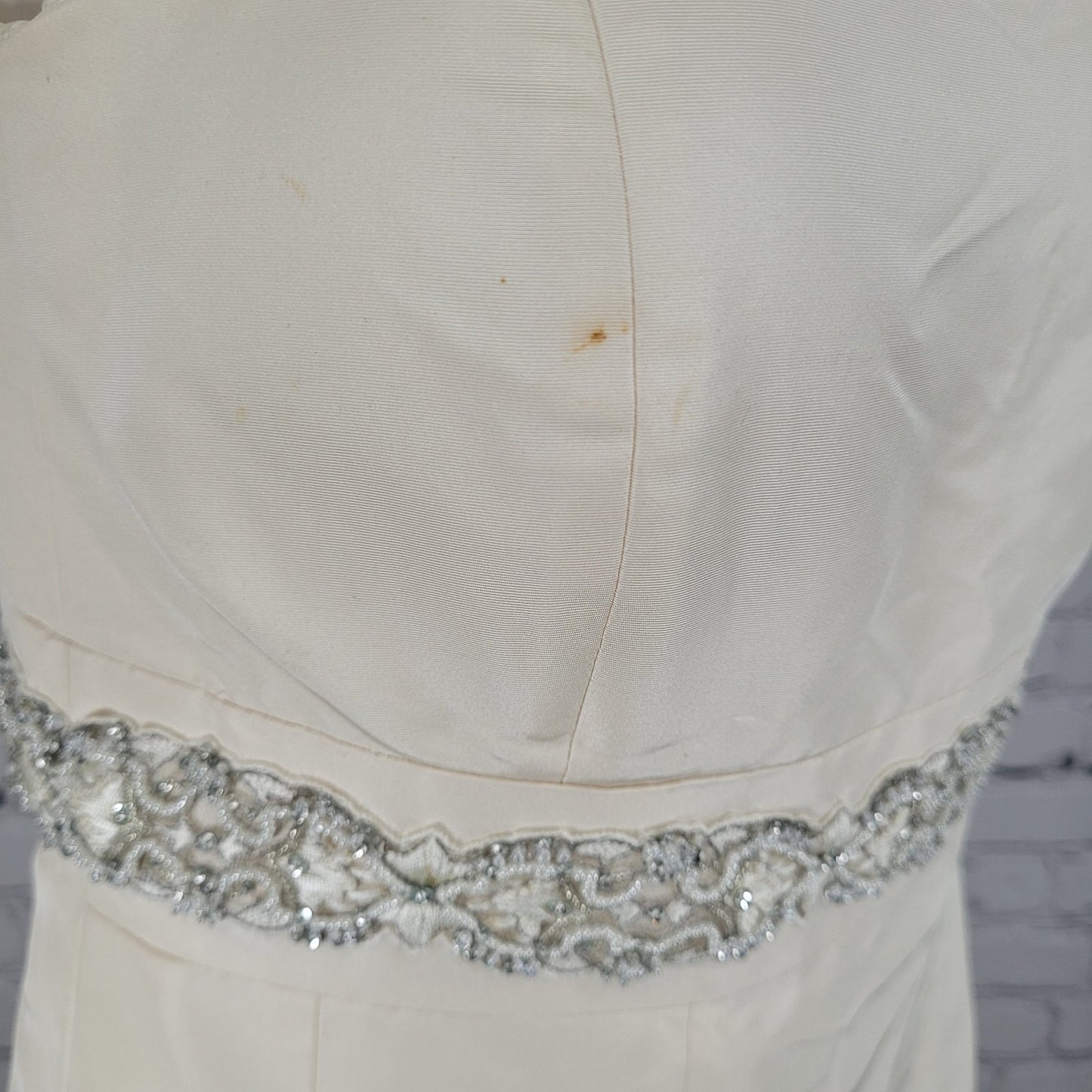 Ann Taylor Ivory Silk Embellished Empire Waist Wedding Dress Gown 10 *defects