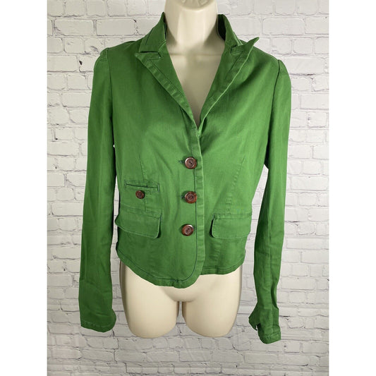 Daughters Of The Liberation Anthropologie Green Peak Lapel 3 Button Jacket XS