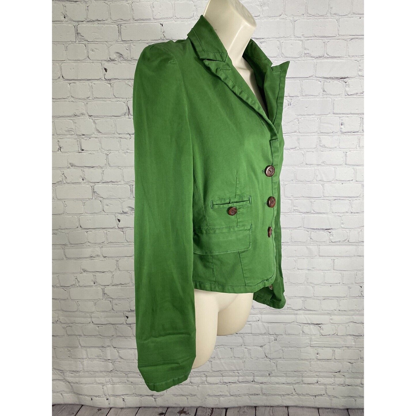 Daughters Of The Liberation Anthropologie Green Peak Lapel 3 Button Jacket XS