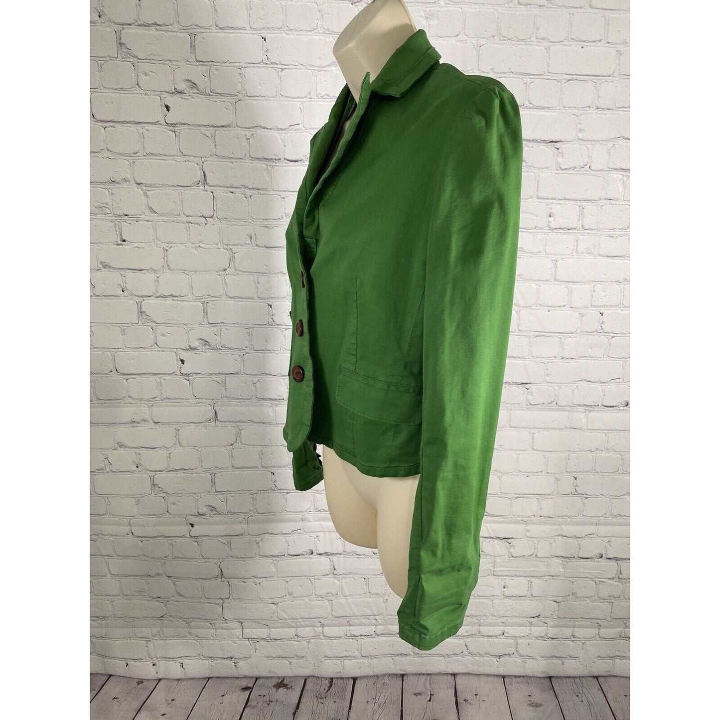 Daughters Of The Liberation Anthropologie Green Peak Lapel 3 Button Jacket XS