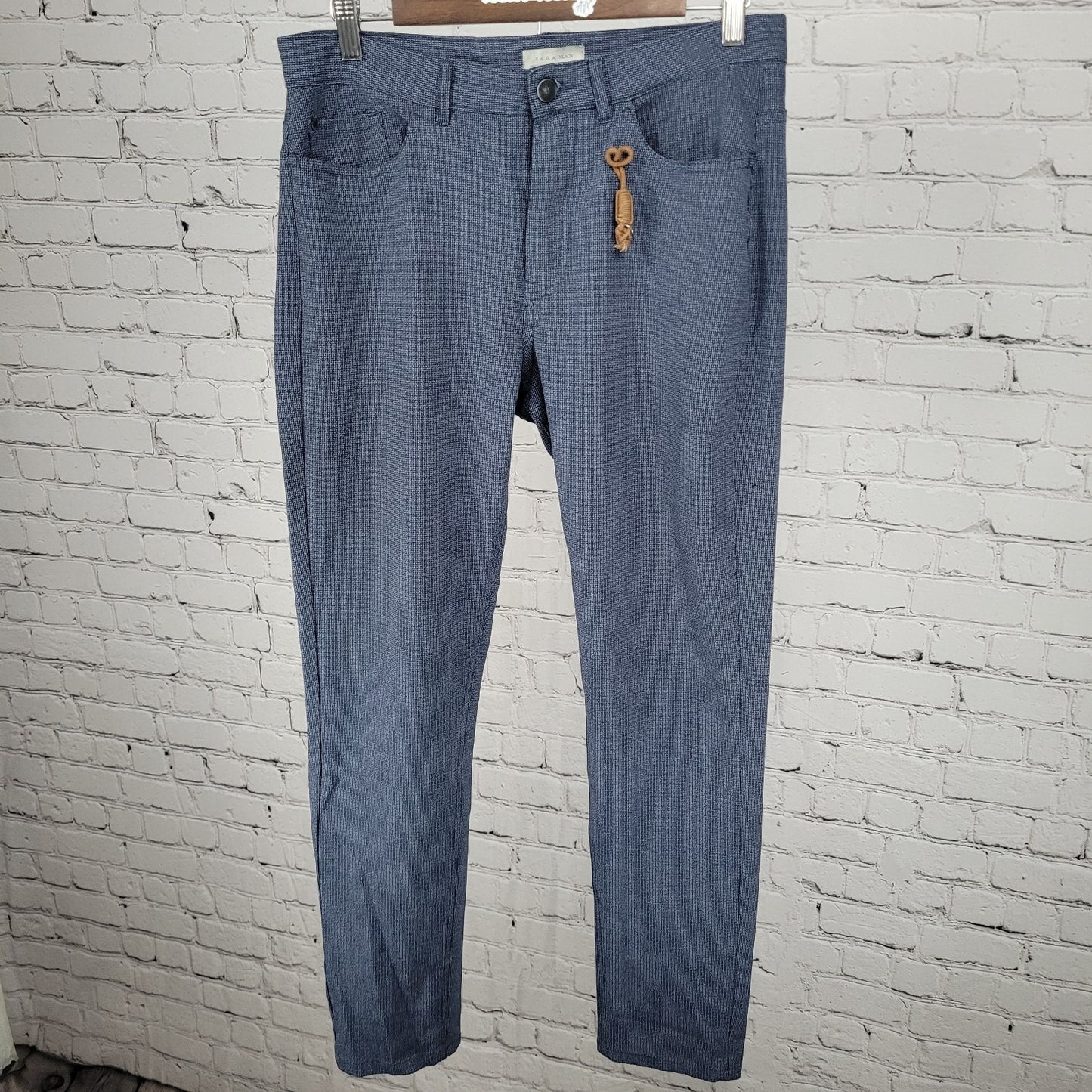 Zara Man Blue Slim Straight Leg Lightweight Stretch Charm Pants Size 31 (31x29)