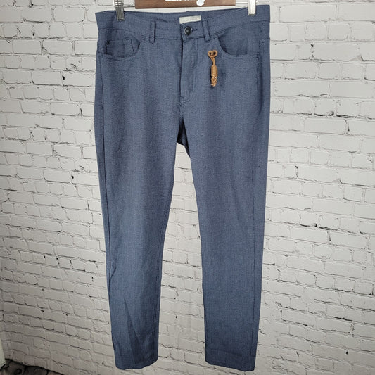 Zara Man Blue Slim Straight Leg Lightweight Stretch Charm Pants Size 31 (31x29)