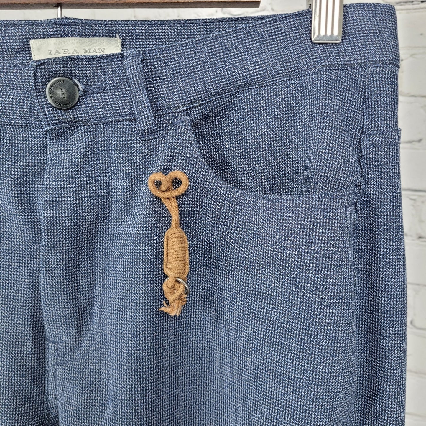 Zara Man Blue Slim Straight Leg Lightweight Stretch Charm Pants Size 31 (31x29)