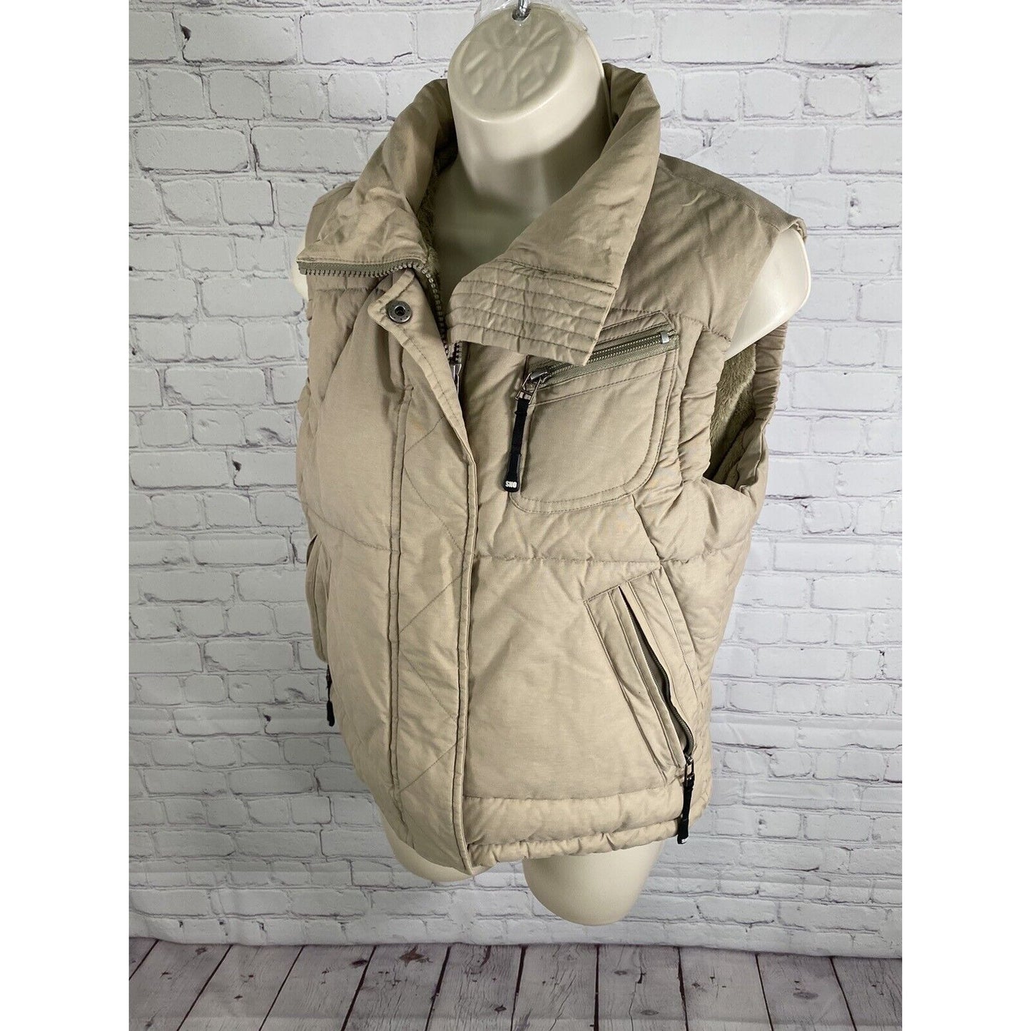 Top Shop Snowear Light Brown Full Zip Snap Close Collared Winter Vest Women’s 6