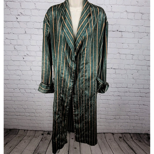 Victoria's Secret Green Satin Lightweight Pockets Long Sleeve Robe Size XS/S