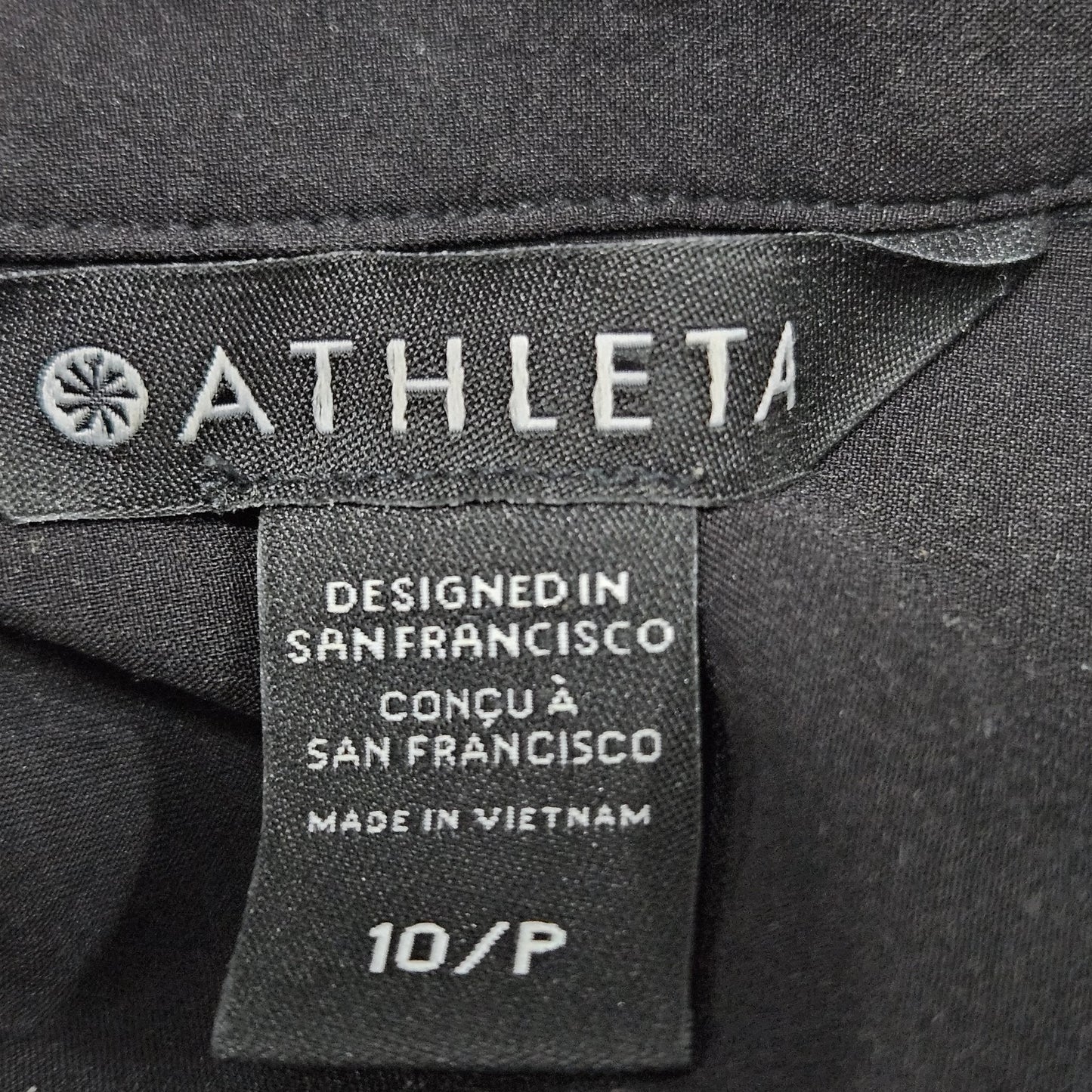 Athleta Black Pleated Wide Leg Front Zip Sleeveless Stretch 1 Piece Jumper 10P