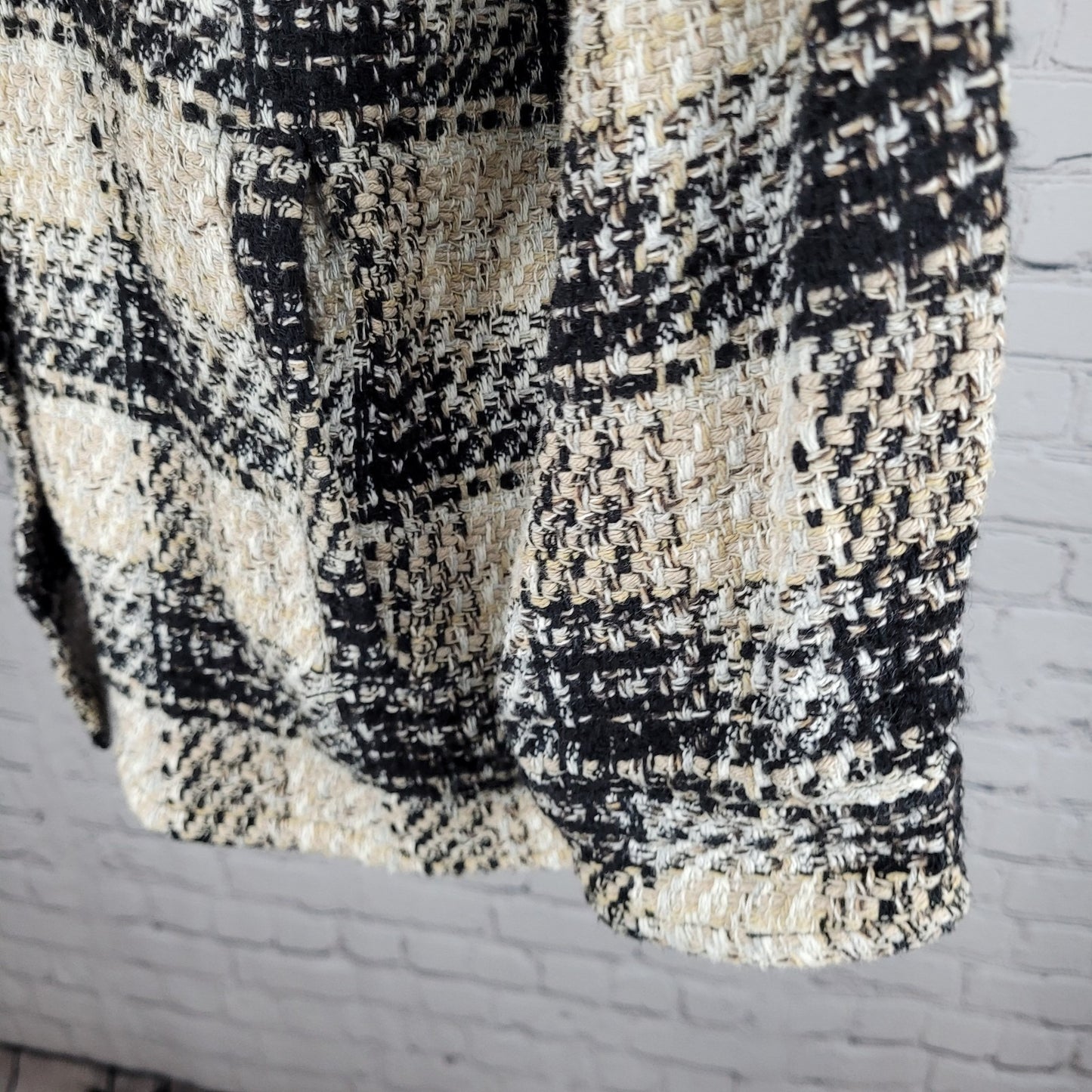 Zara Black Beige Check Buttoned Collared Unlined Shacket Jacket XS