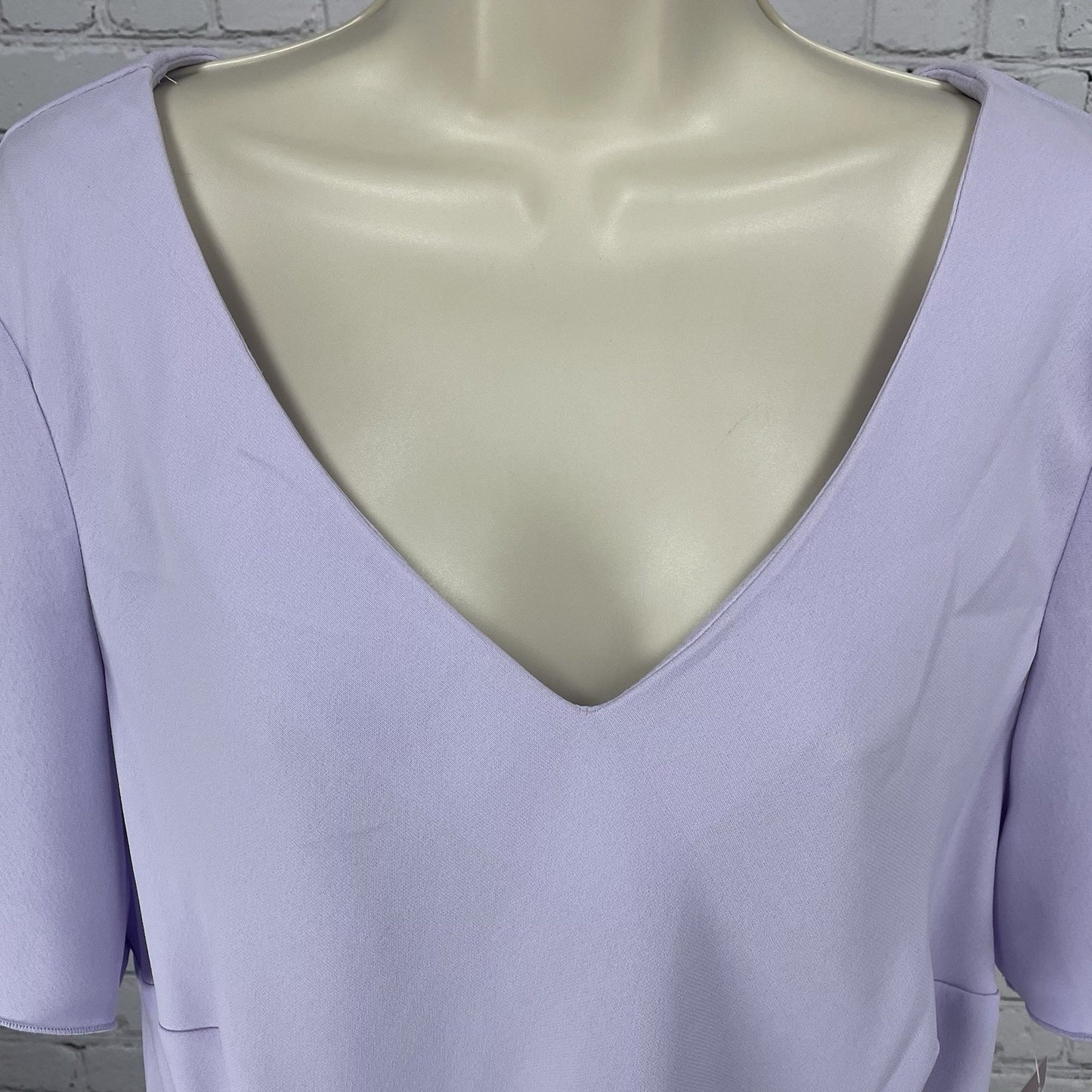 NWD Dressbarn Purple Embroidered Floral Flutter Short Sleeve Blouse Top Size 16W