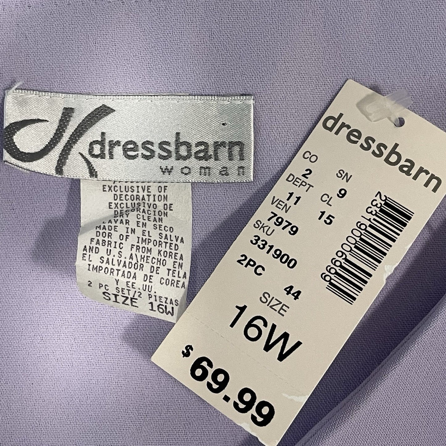 NWD Dressbarn Purple Embroidered Floral Flutter Short Sleeve Blouse Top Size 16W
