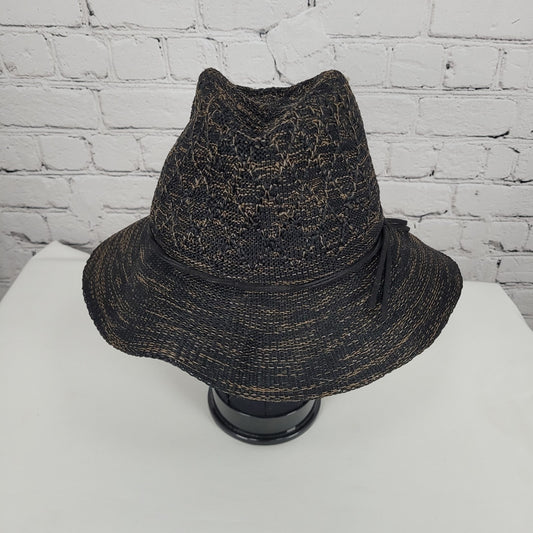 Free People Black Brown Wide Brim Floppy Lightweight Foldable Fedora Hat O/S