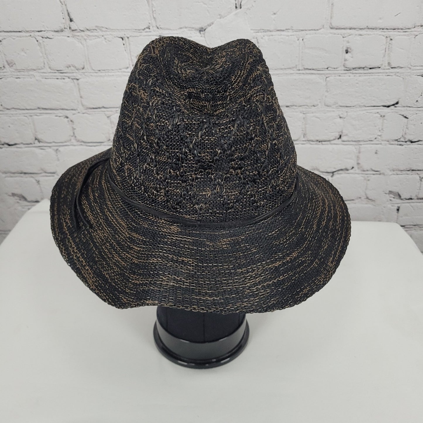 Free People Black Brown Wide Brim Floppy Lightweight Foldable Fedora Hat O/S
