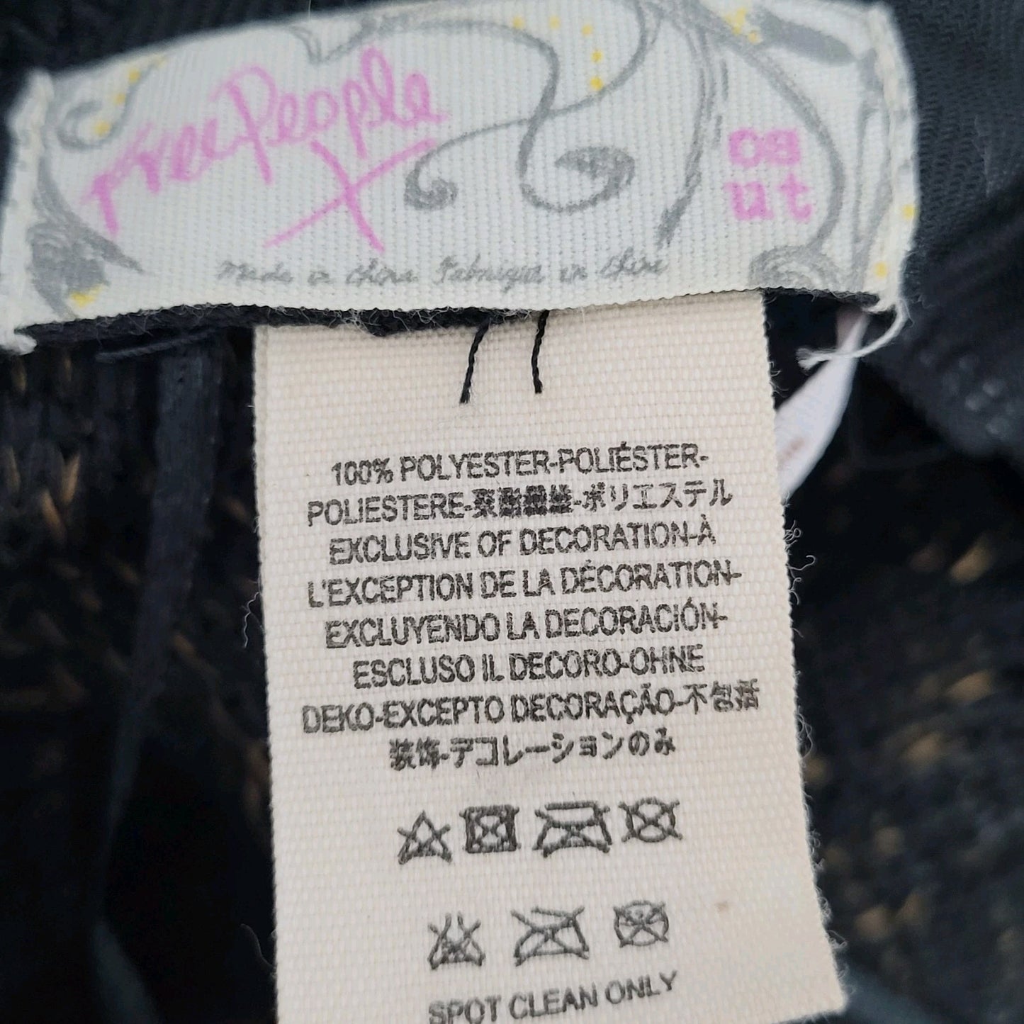 Free People Black Brown Wide Brim Floppy Lightweight Foldable Fedora Hat O/S