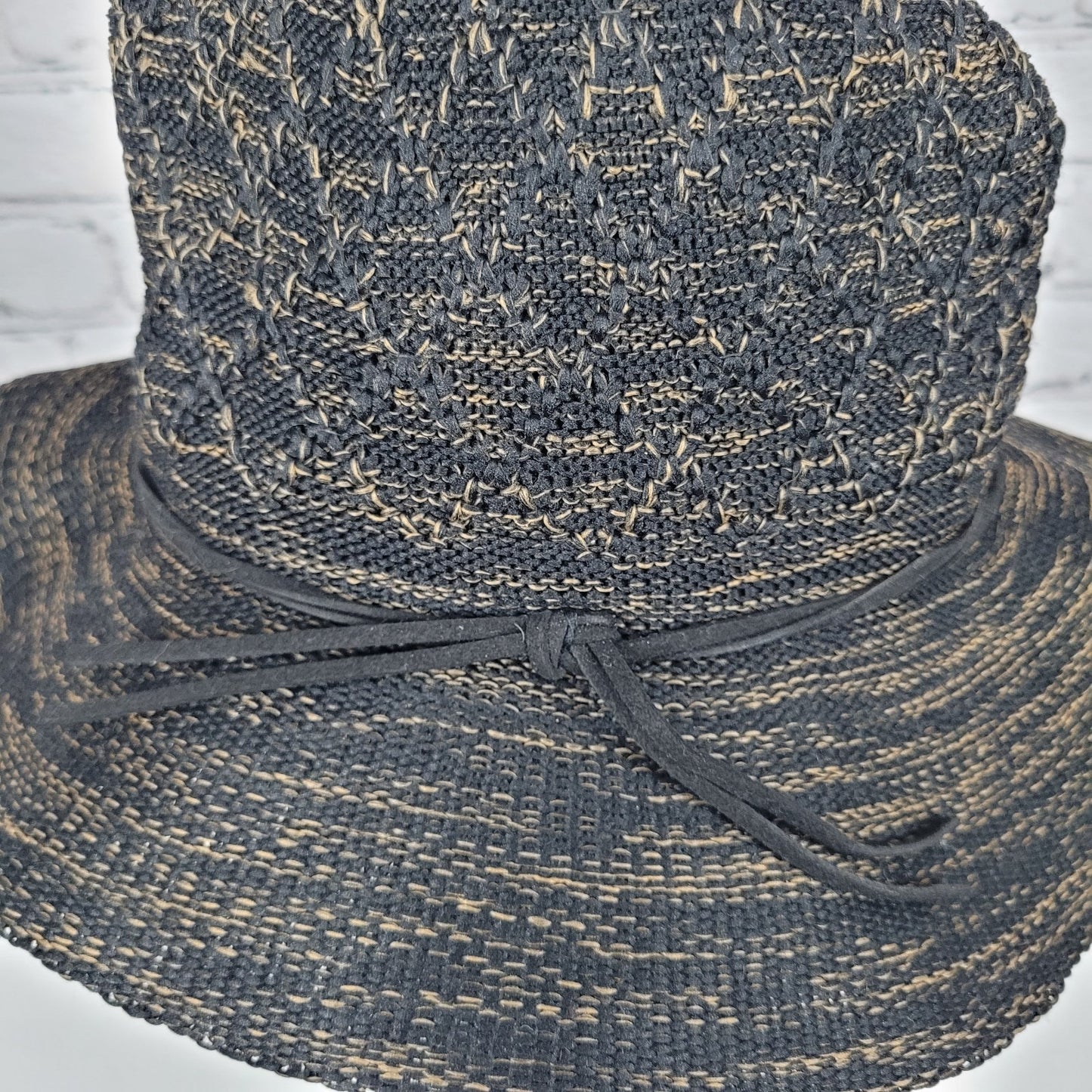 Free People Black Brown Wide Brim Floppy Lightweight Foldable Fedora Hat O/S
