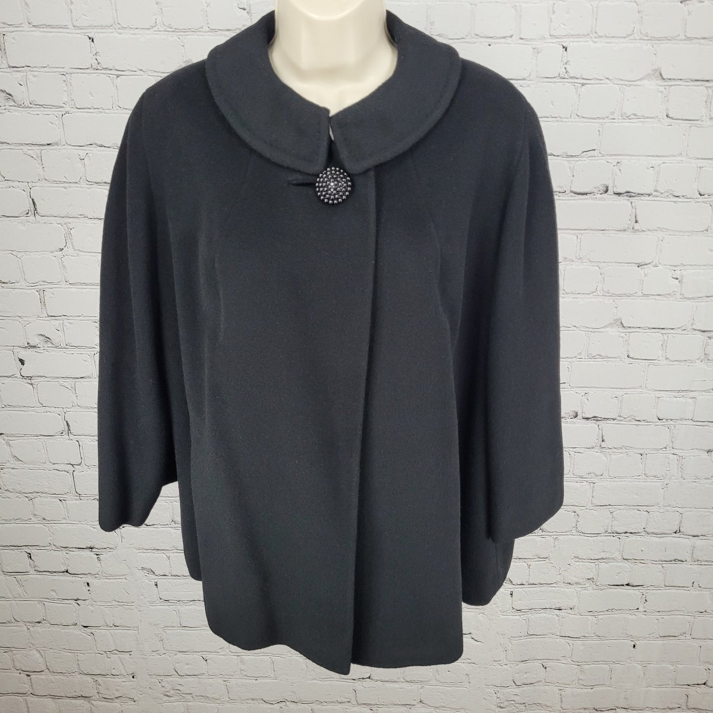 VTG Townley Black 100% Cashmere Shawl Collar Pockets Lined Jacket Size XL