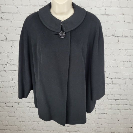 VTG Townley Black 100% Cashmere Shawl Collar Pockets Lined Jacket Size XL
