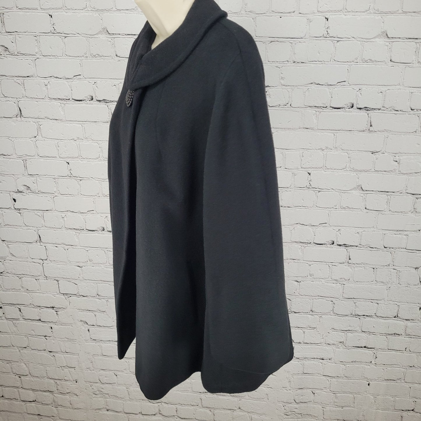 VTG Townley Black 100% Cashmere Shawl Collar Pockets Lined Jacket Size XL