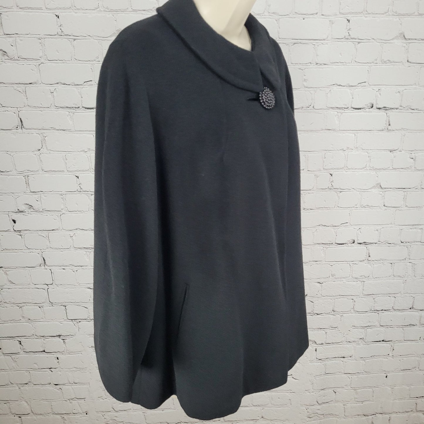 VTG Townley Black 100% Cashmere Shawl Collar Pockets Lined Jacket Size XL