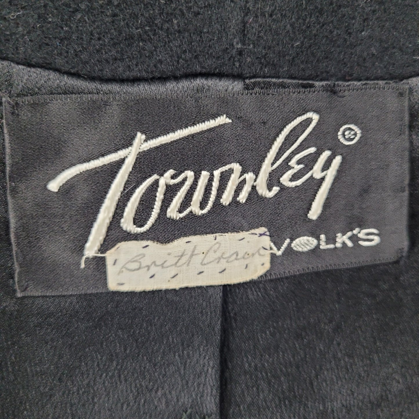 VTG Townley Black 100% Cashmere Shawl Collar Pockets Lined Jacket Size XL