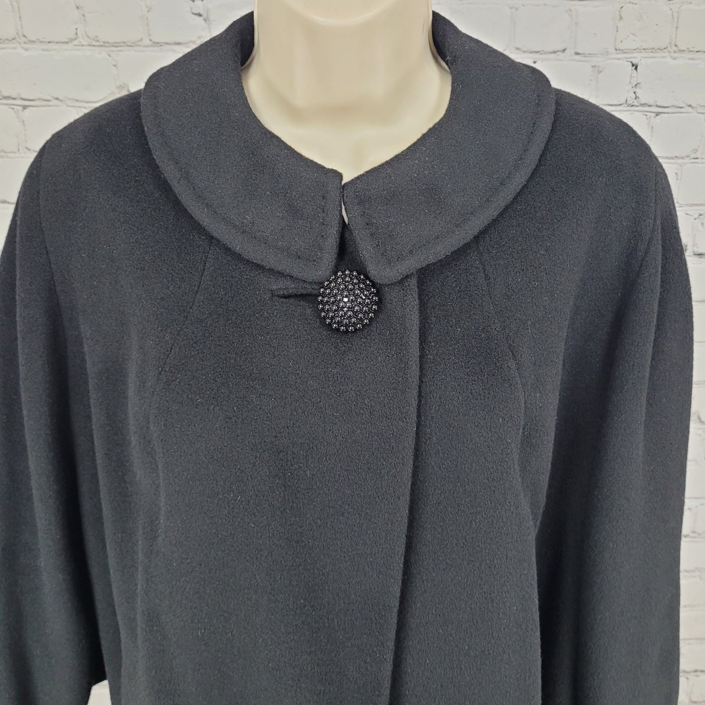 VTG Townley Black 100% Cashmere Shawl Collar Pockets Lined Jacket Size XL