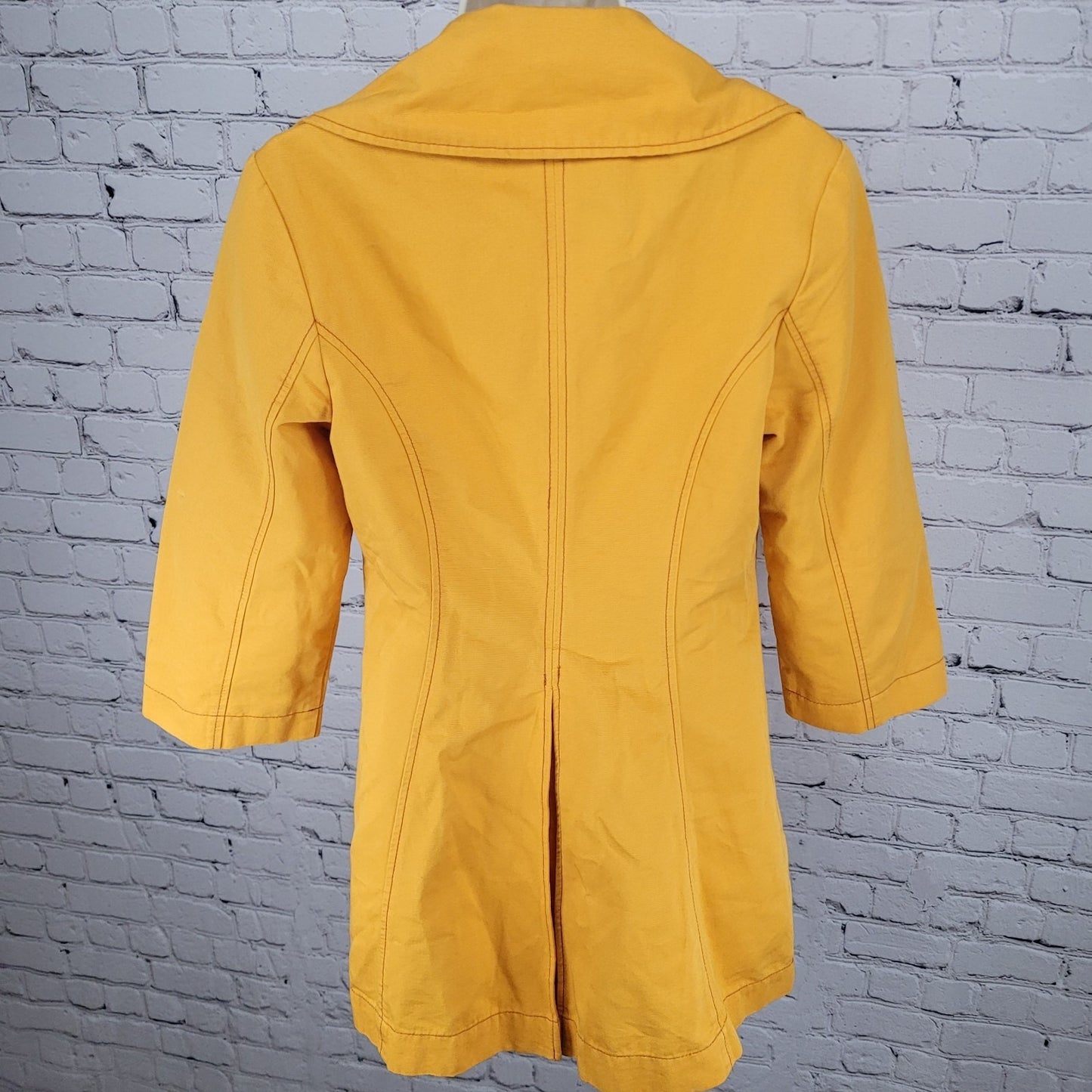 Tulle Anthropologie Yellow Cotton Double Breasted Vented Jacket Size Medium M