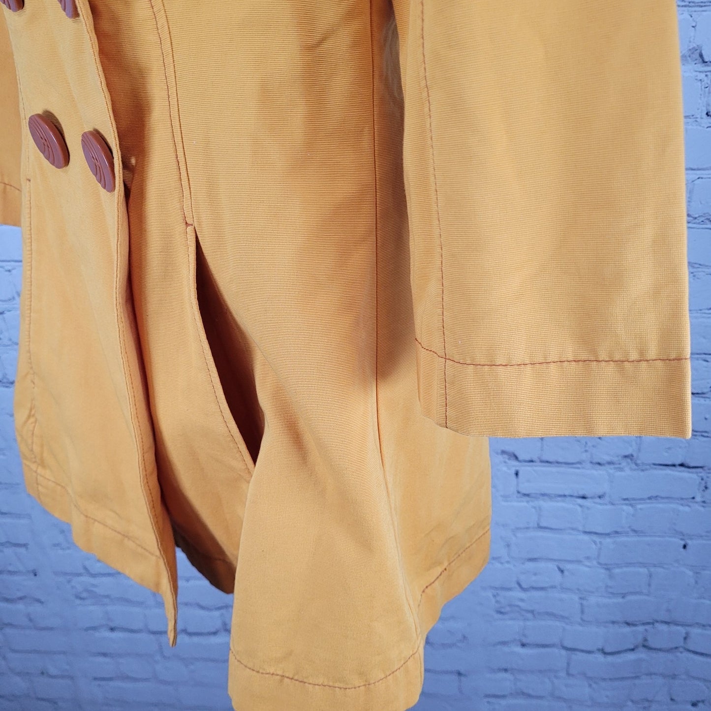 Tulle Anthropologie Yellow Cotton Double Breasted Vented Jacket Size Medium M