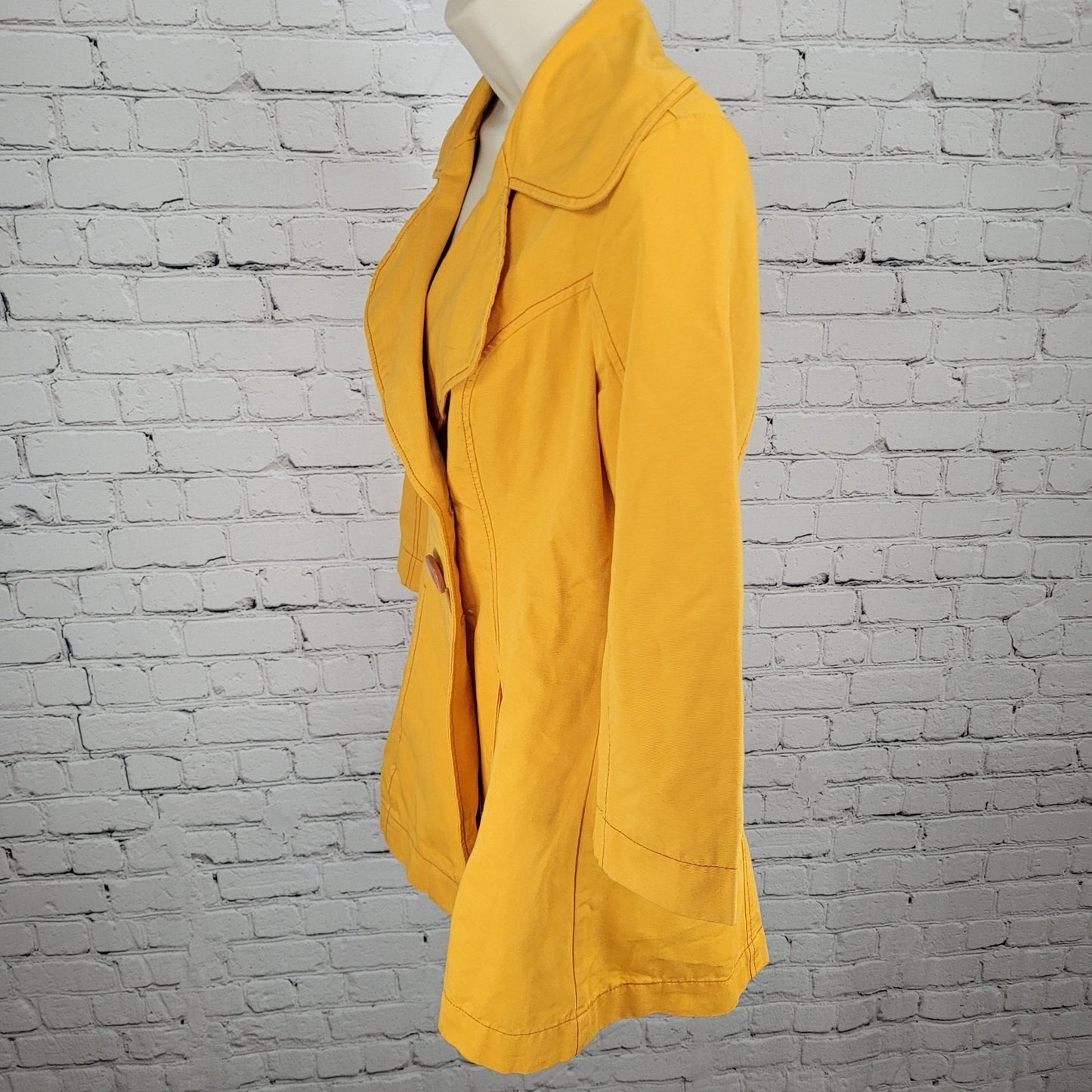 Tulle Anthropologie Yellow Cotton Double Breasted Vented Jacket Size Medium M