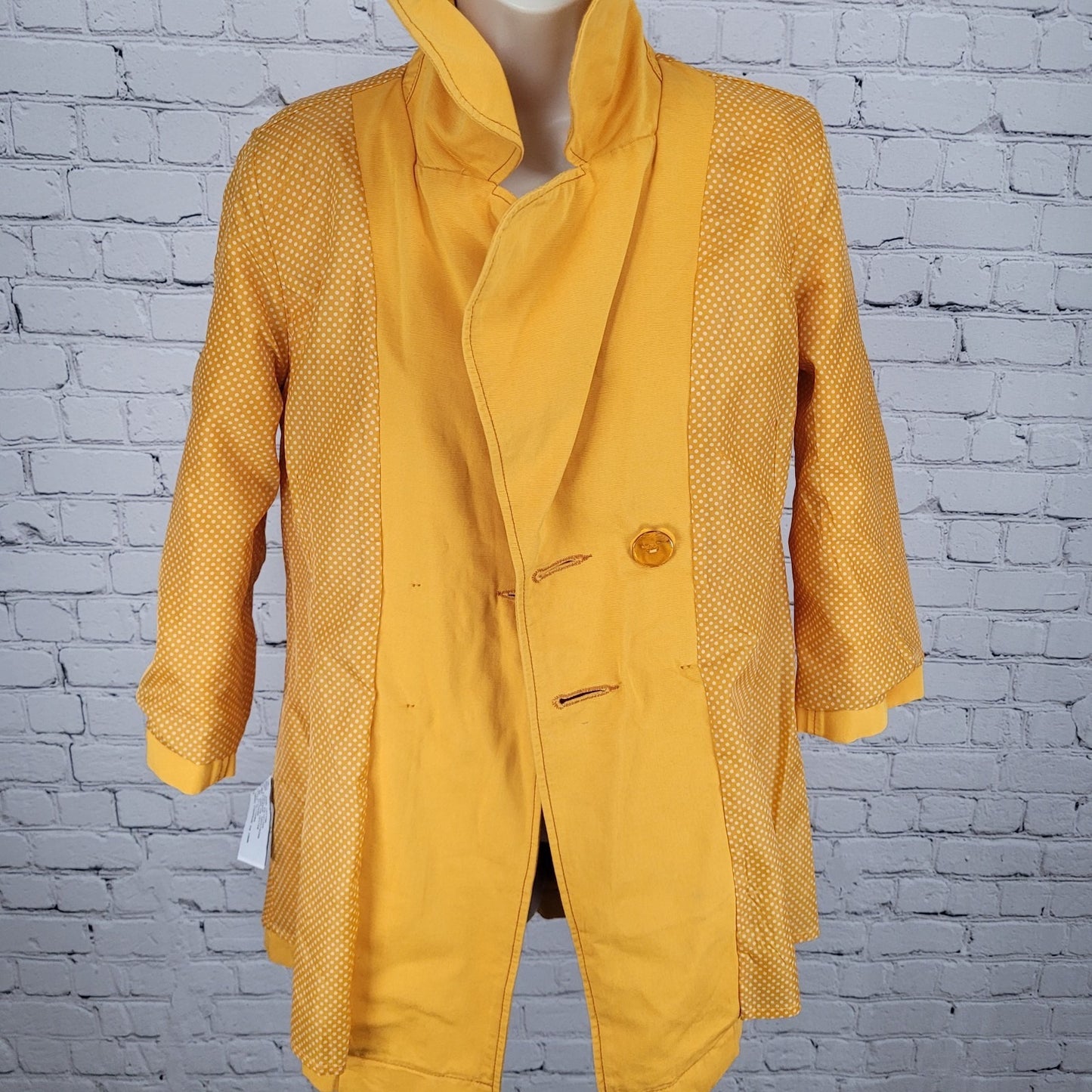 Tulle Anthropologie Yellow Cotton Double Breasted Vented Jacket Size Medium M